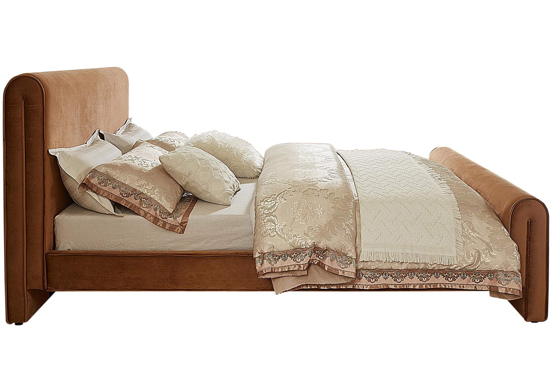 Sloan Saddle Velvet Queen Bed (3 Boxes),Meridian Furniture