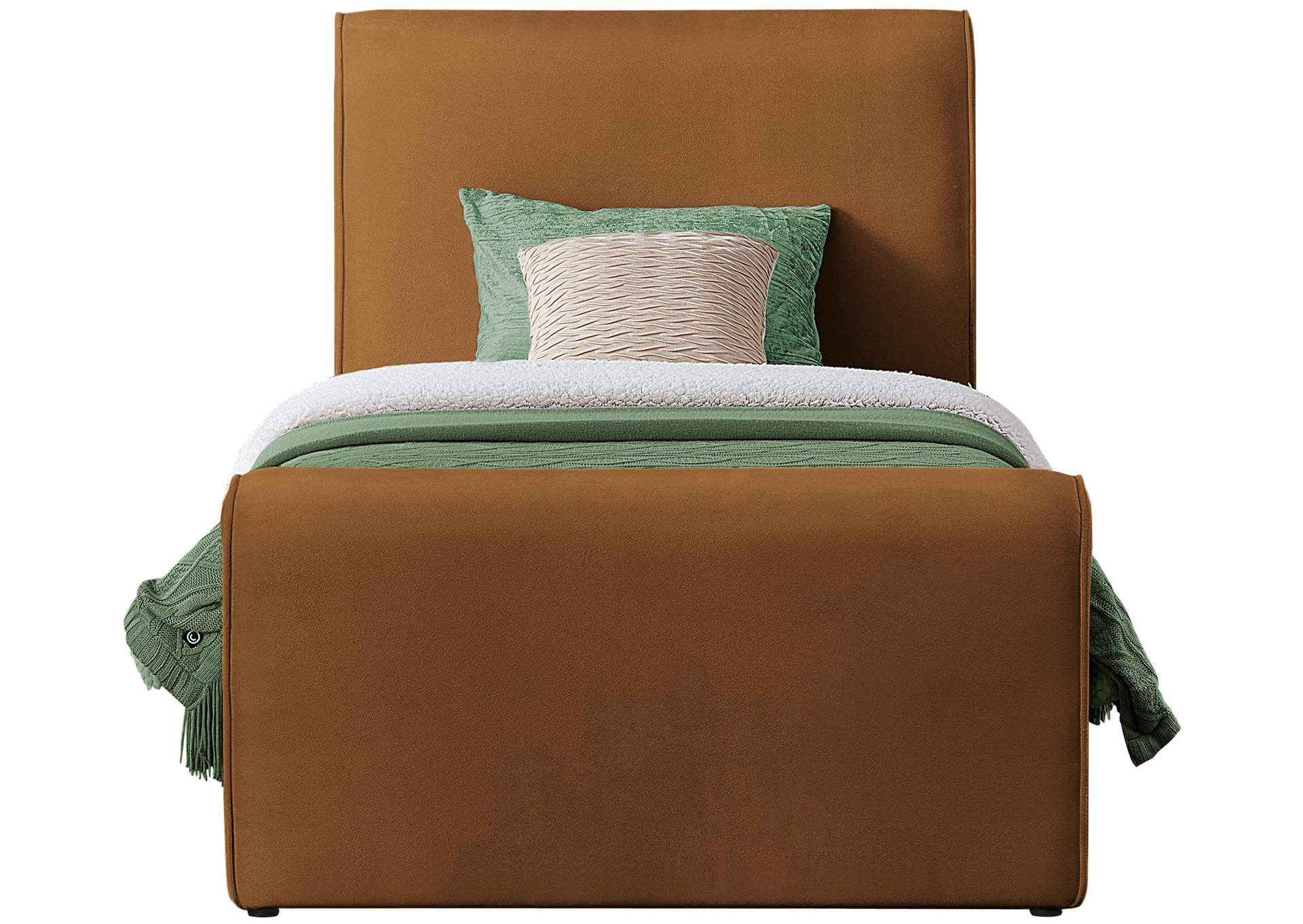 Sloan Saddle Velvet Twin Bed (3 Boxes),Meridian Furniture