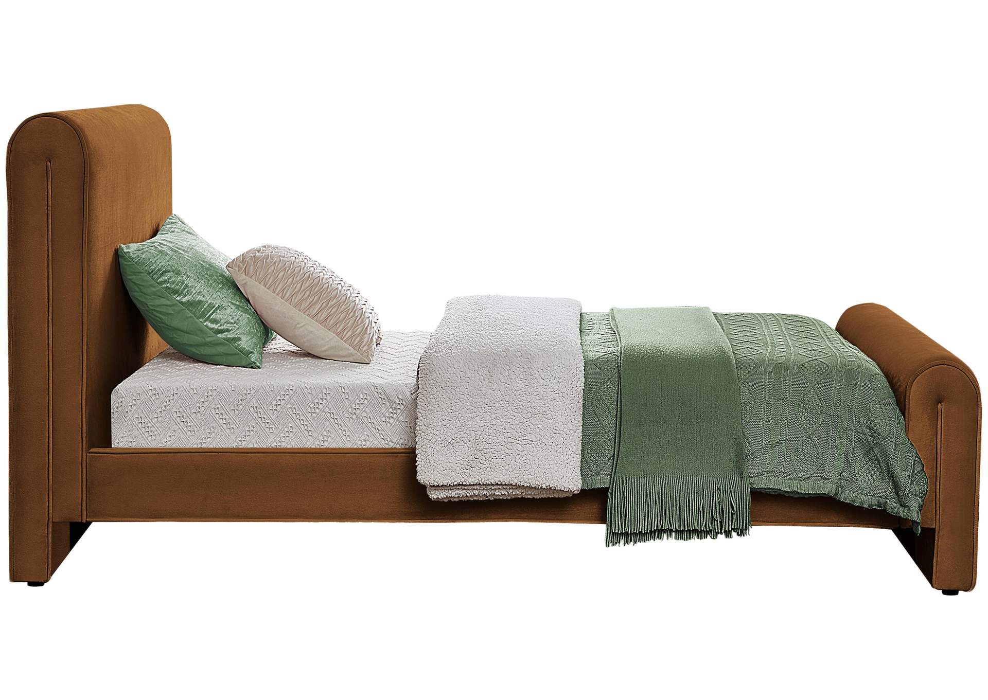 Sloan Saddle Velvet Twin Bed (3 Boxes),Meridian Furniture