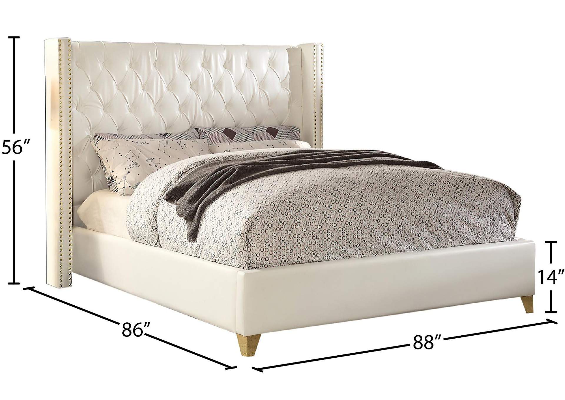 Soho White Faux Leather King Bed,Meridian Furniture