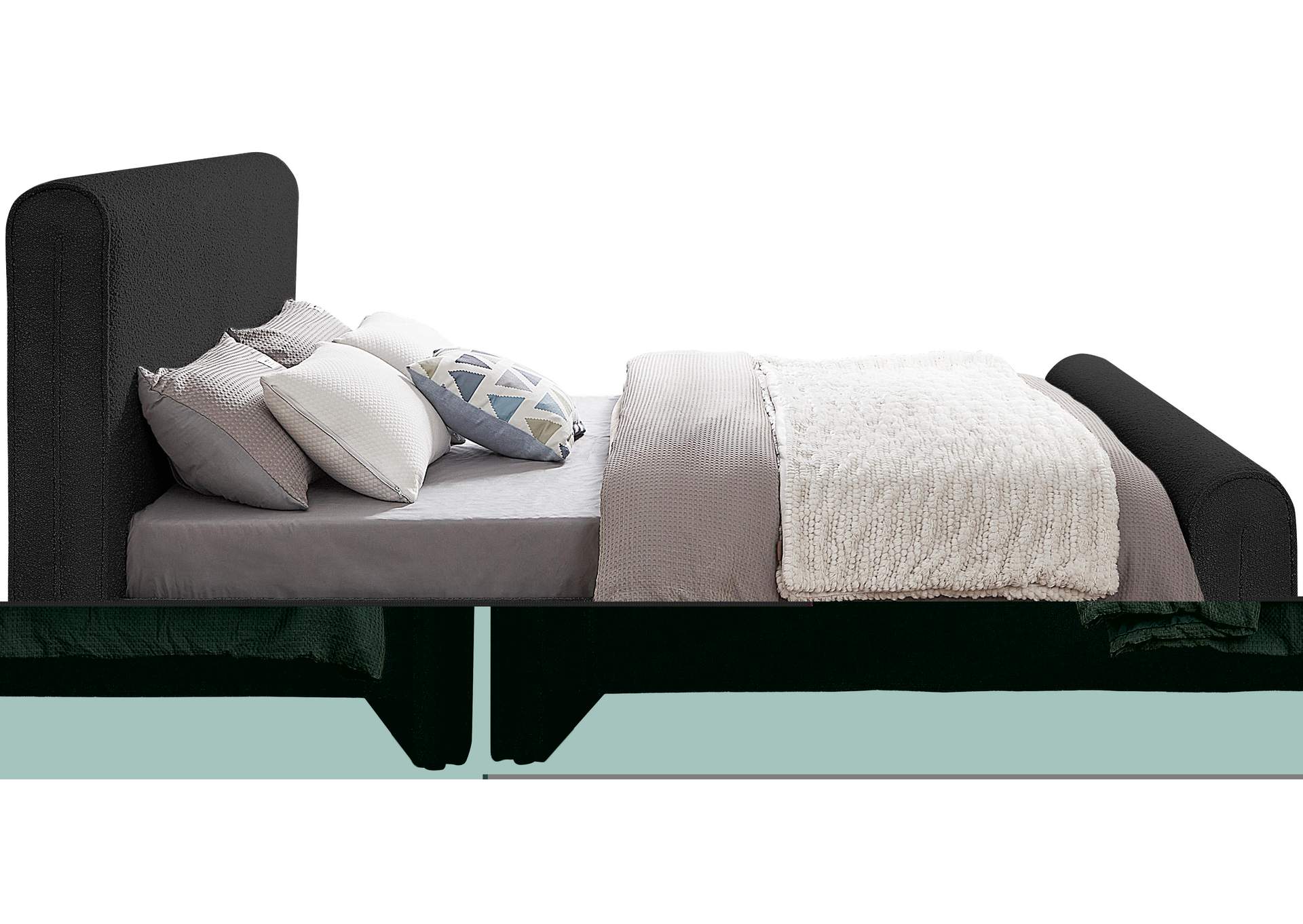 Stylus Black Boucle Fabric Full Bed (3 Boxes),Meridian Furniture