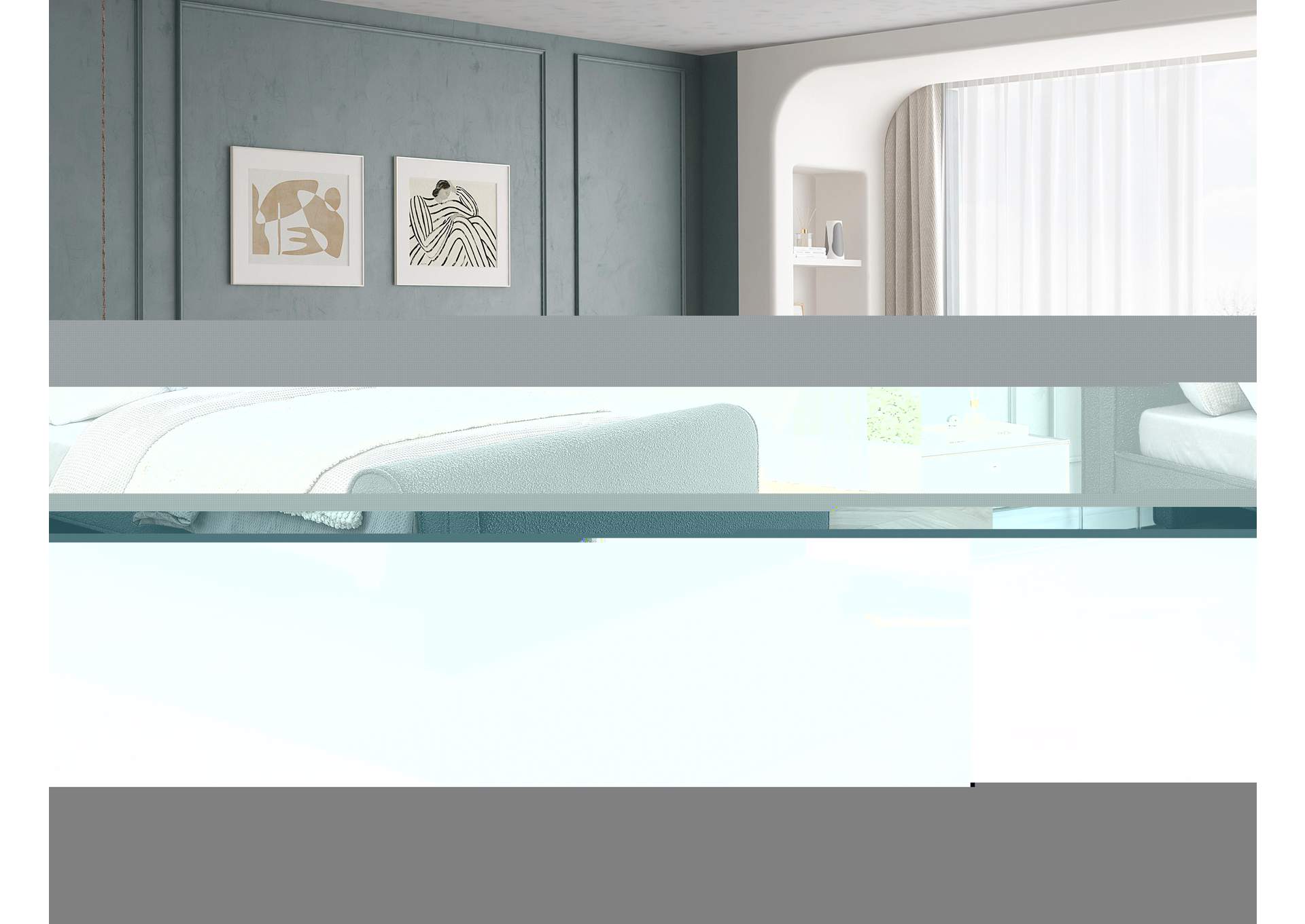 Stylus Black Boucle Fabric King Bed (3 Boxes),Meridian Furniture