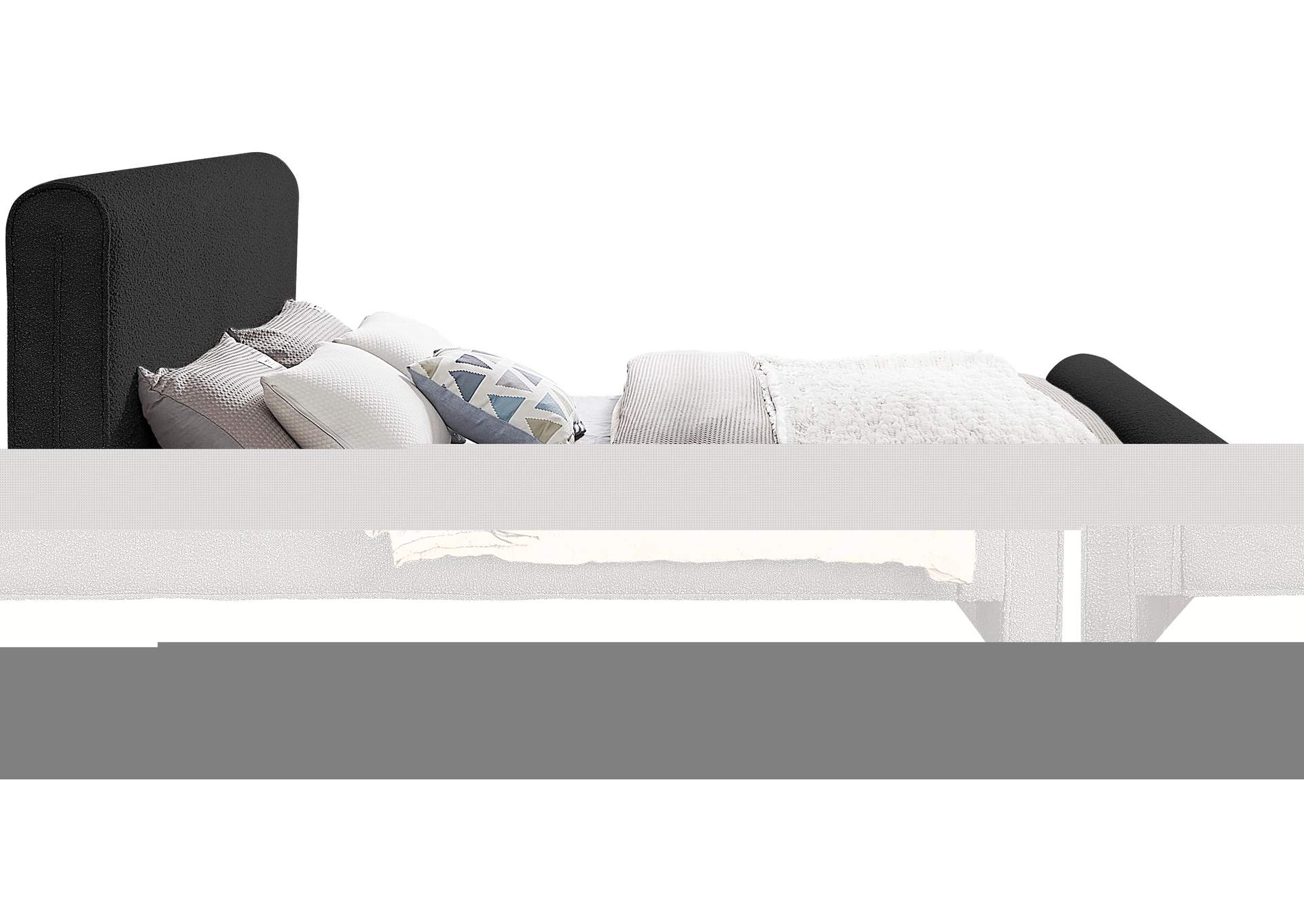 Stylus Black Boucle Fabric King Bed (3 Boxes),Meridian Furniture