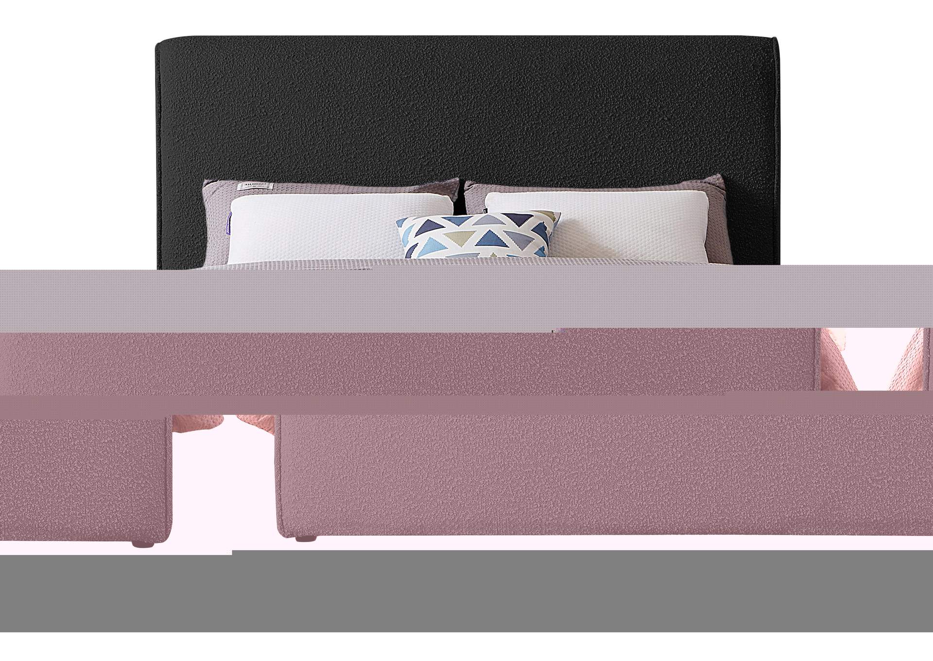 Stylus Black Boucle Fabric Queen Bed (3 Boxes),Meridian Furniture