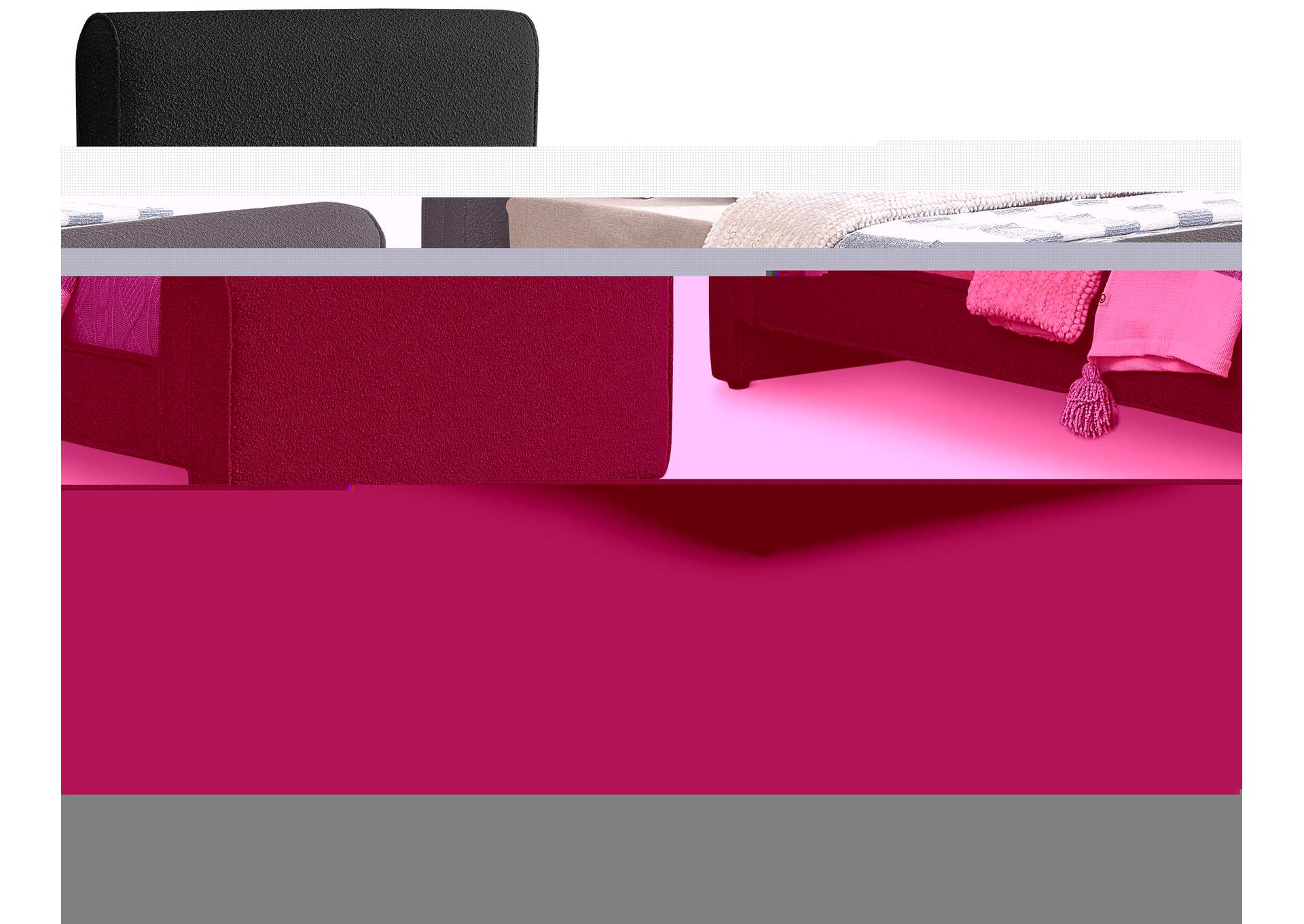 Stylus Black Boucle Fabric Twin Bed (3 Boxes),Meridian Furniture