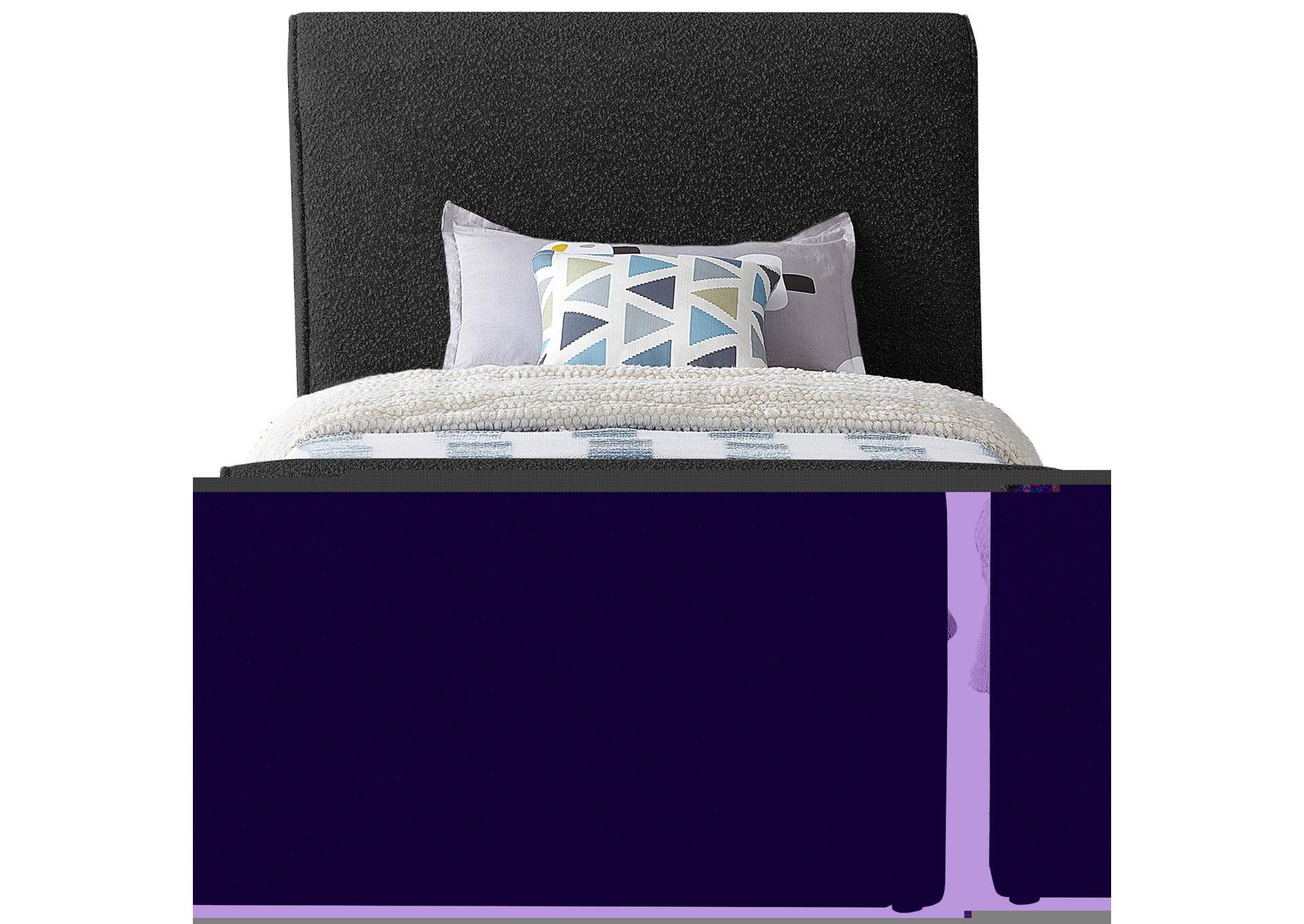 Stylus Black Boucle Fabric Twin Bed (3 Boxes),Meridian Furniture