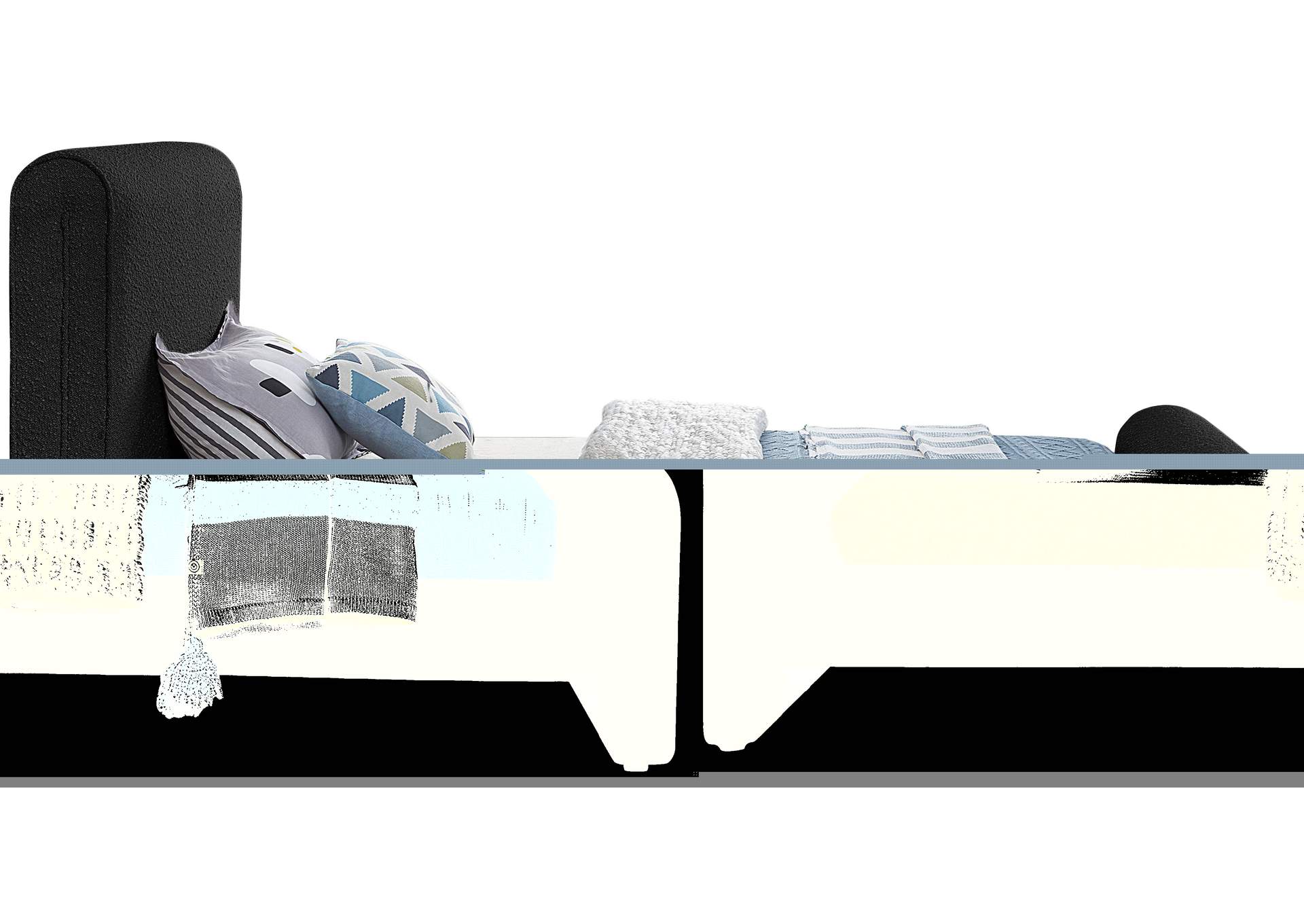 Stylus Black Boucle Fabric Twin Bed (3 Boxes),Meridian Furniture