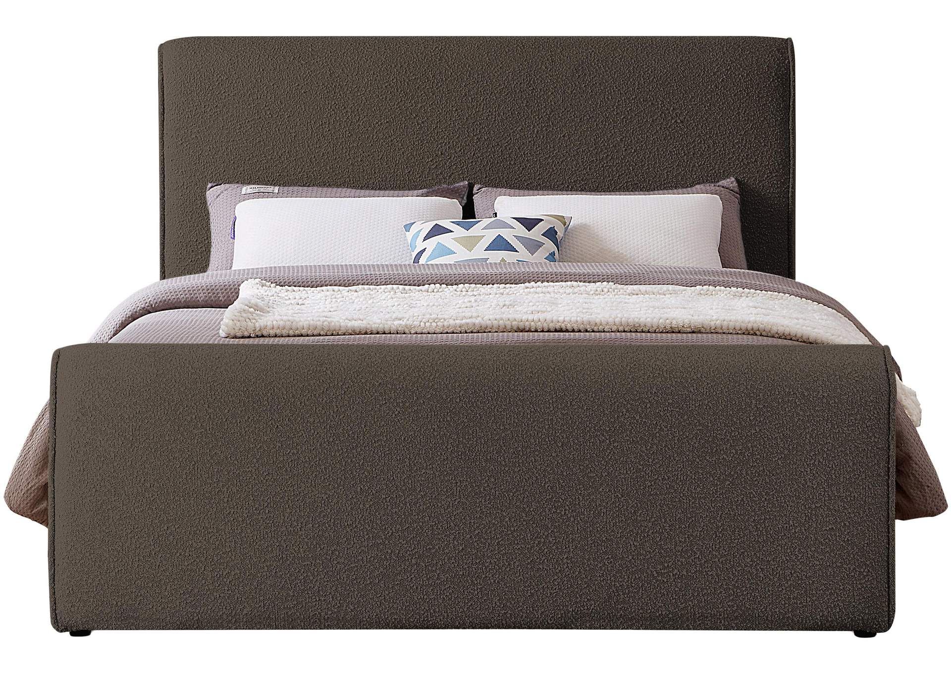 Stylus Brown Boucle Fabric Full Bed (3 Boxes),Meridian Furniture