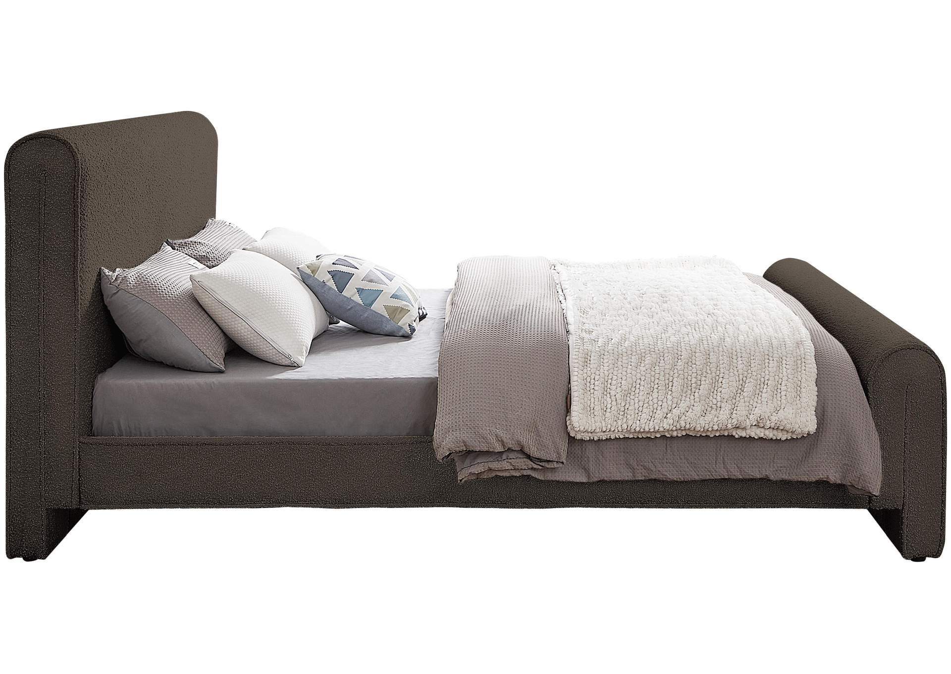 Stylus Brown Boucle Fabric Full Bed (3 Boxes),Meridian Furniture