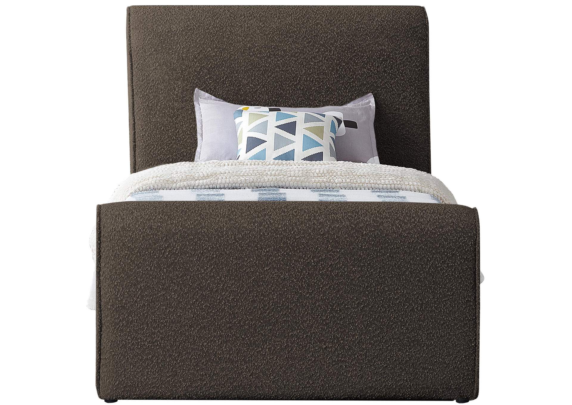 Stylus Brown Boucle Fabric Twin Bed (3 Boxes),Meridian Furniture