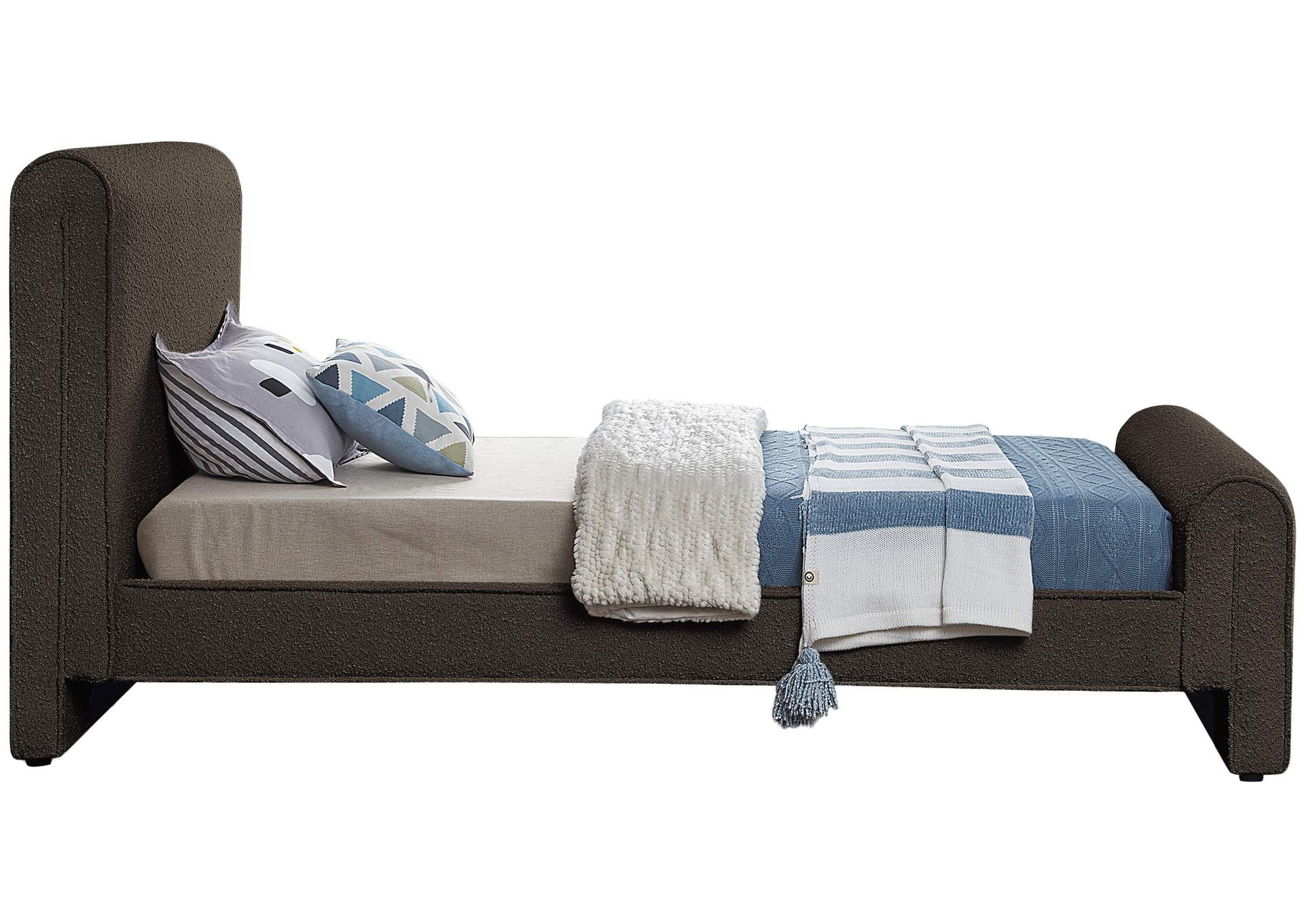 Stylus Brown Boucle Fabric Twin Bed (3 Boxes),Meridian Furniture