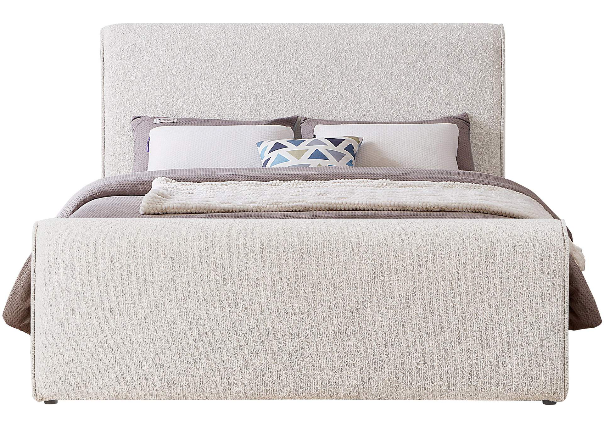 Stylus Cream Boucle Fabric Full Bed (3 Boxes),Meridian Furniture