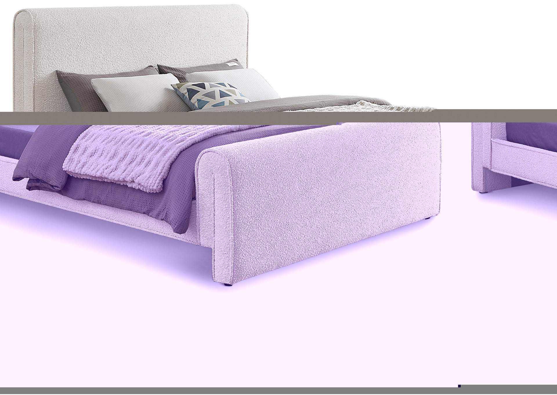Stylus Cream Boucle Fabric King Bed (3 Boxes),Meridian Furniture
