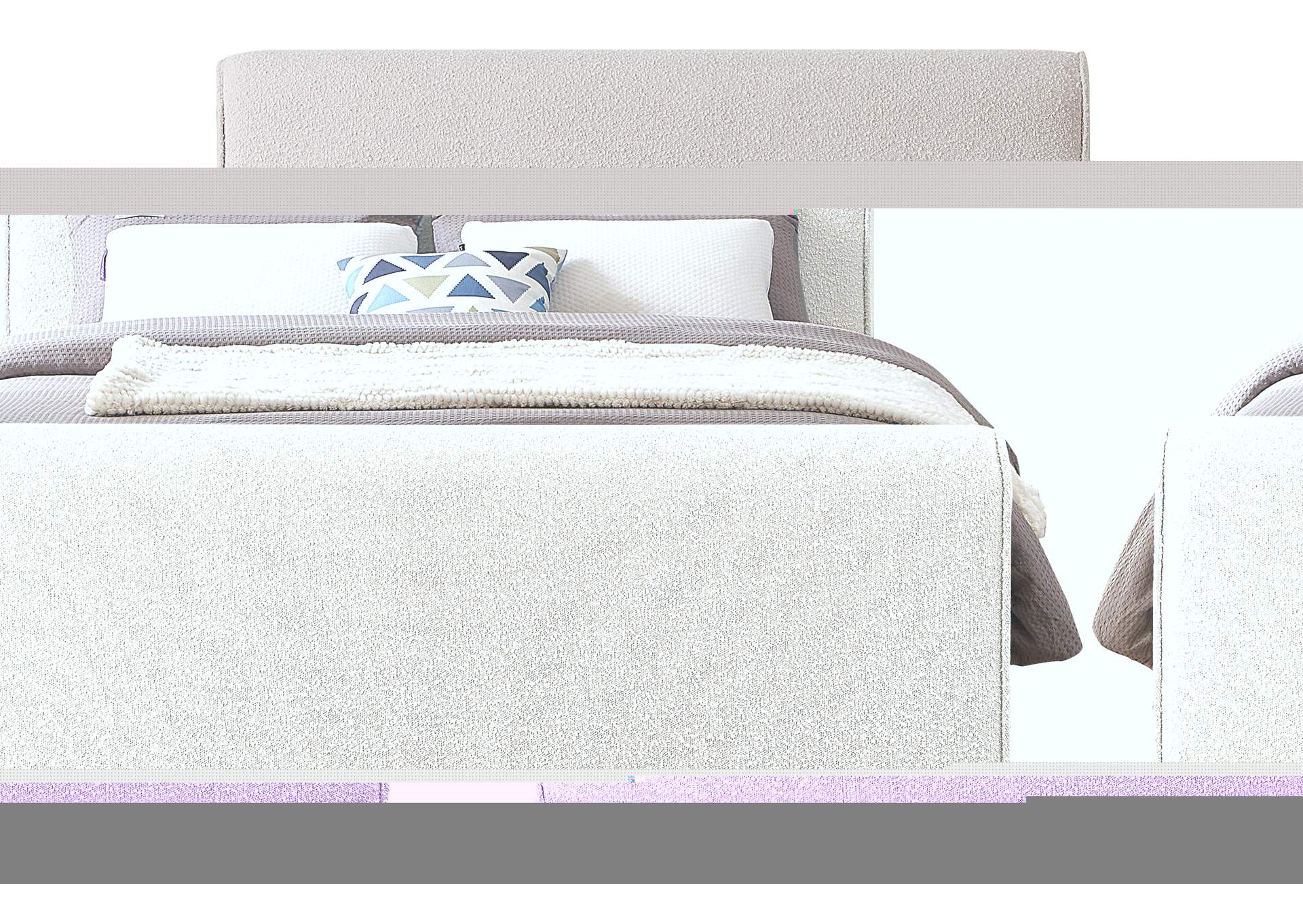 Stylus Cream Boucle Fabric King Bed (3 Boxes),Meridian Furniture