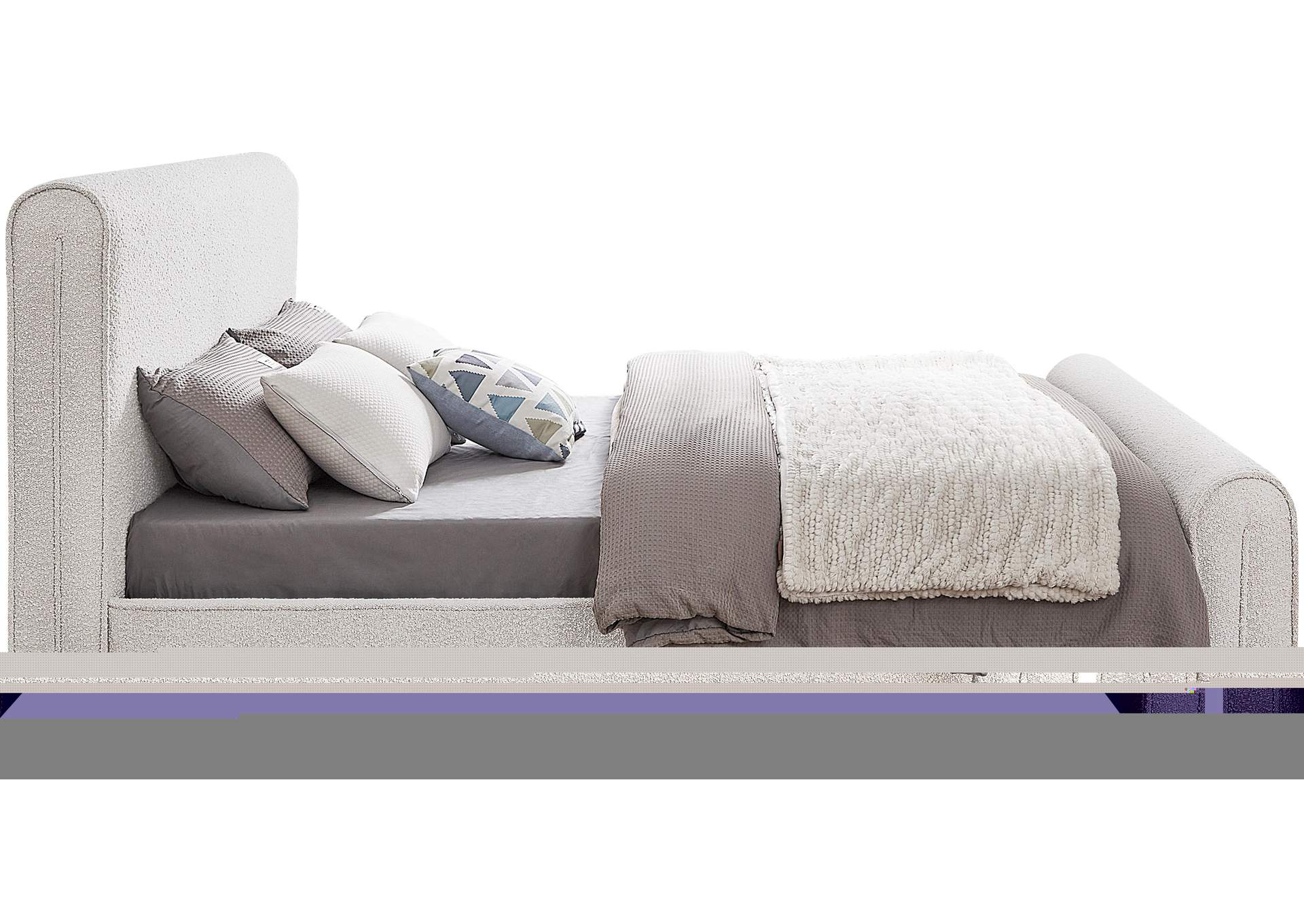 Stylus Cream Boucle Fabric King Bed (3 Boxes),Meridian Furniture