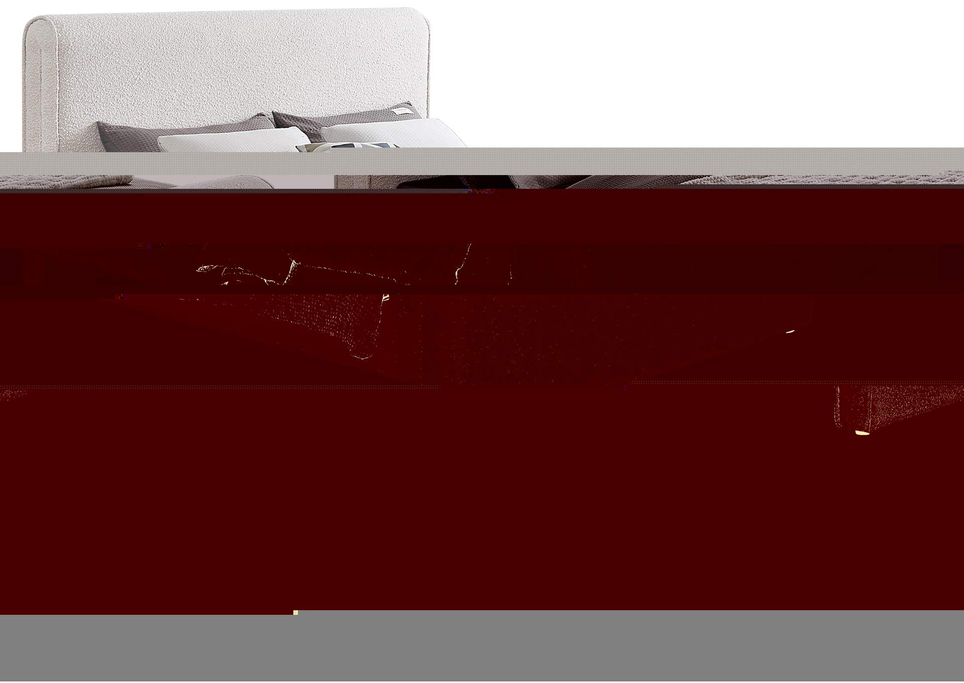 Stylus Cream Boucle Fabric Queen Bed (3 Boxes),Meridian Furniture