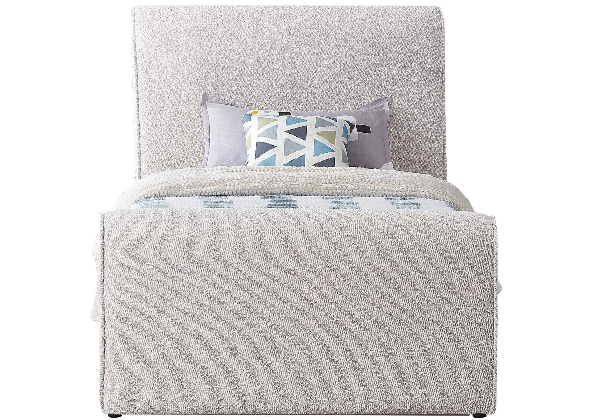Stylus Cream Boucle Fabric Twin Bed (3 Boxes),Meridian Furniture