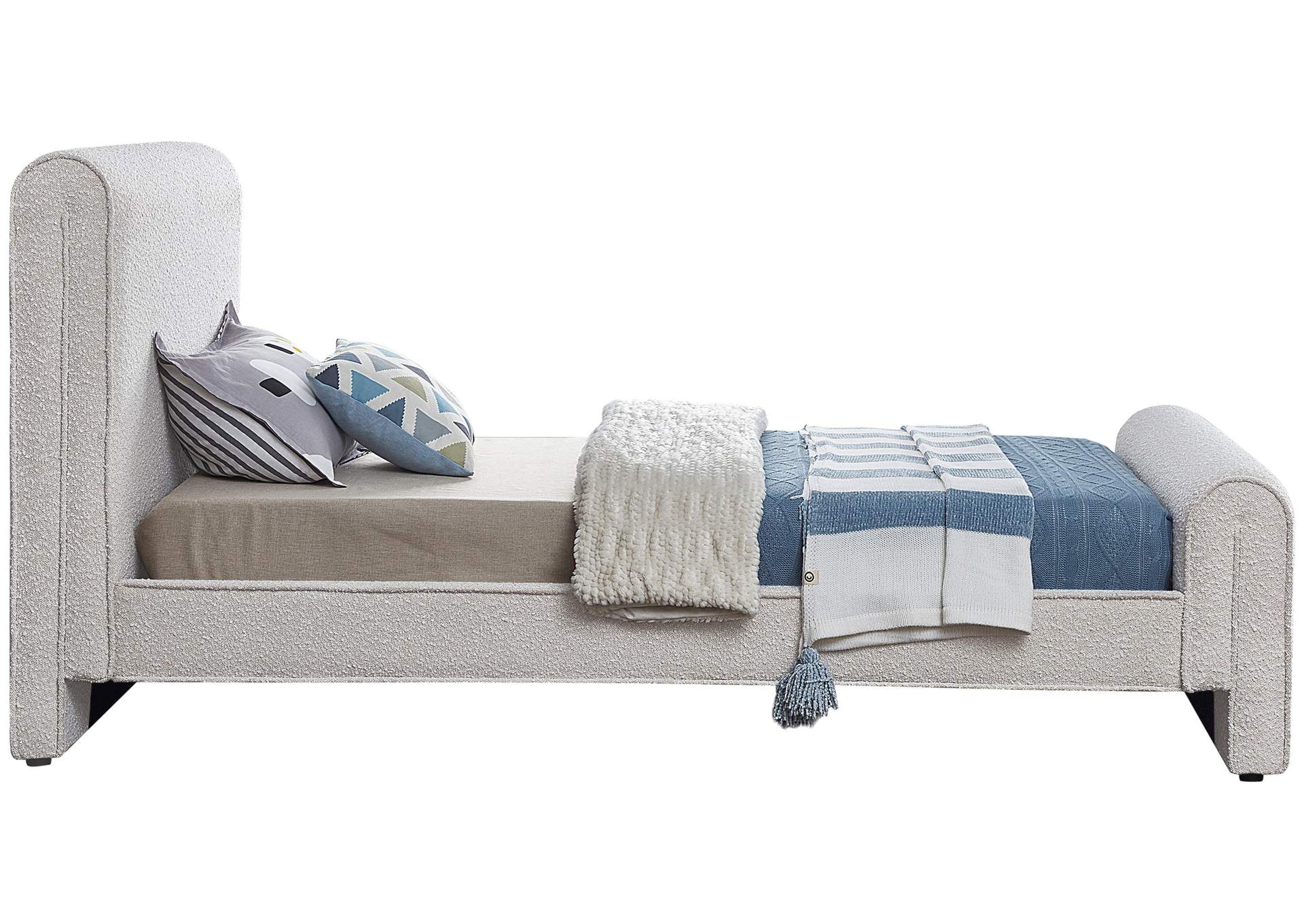 Stylus Cream Boucle Fabric Twin Bed (3 Boxes),Meridian Furniture