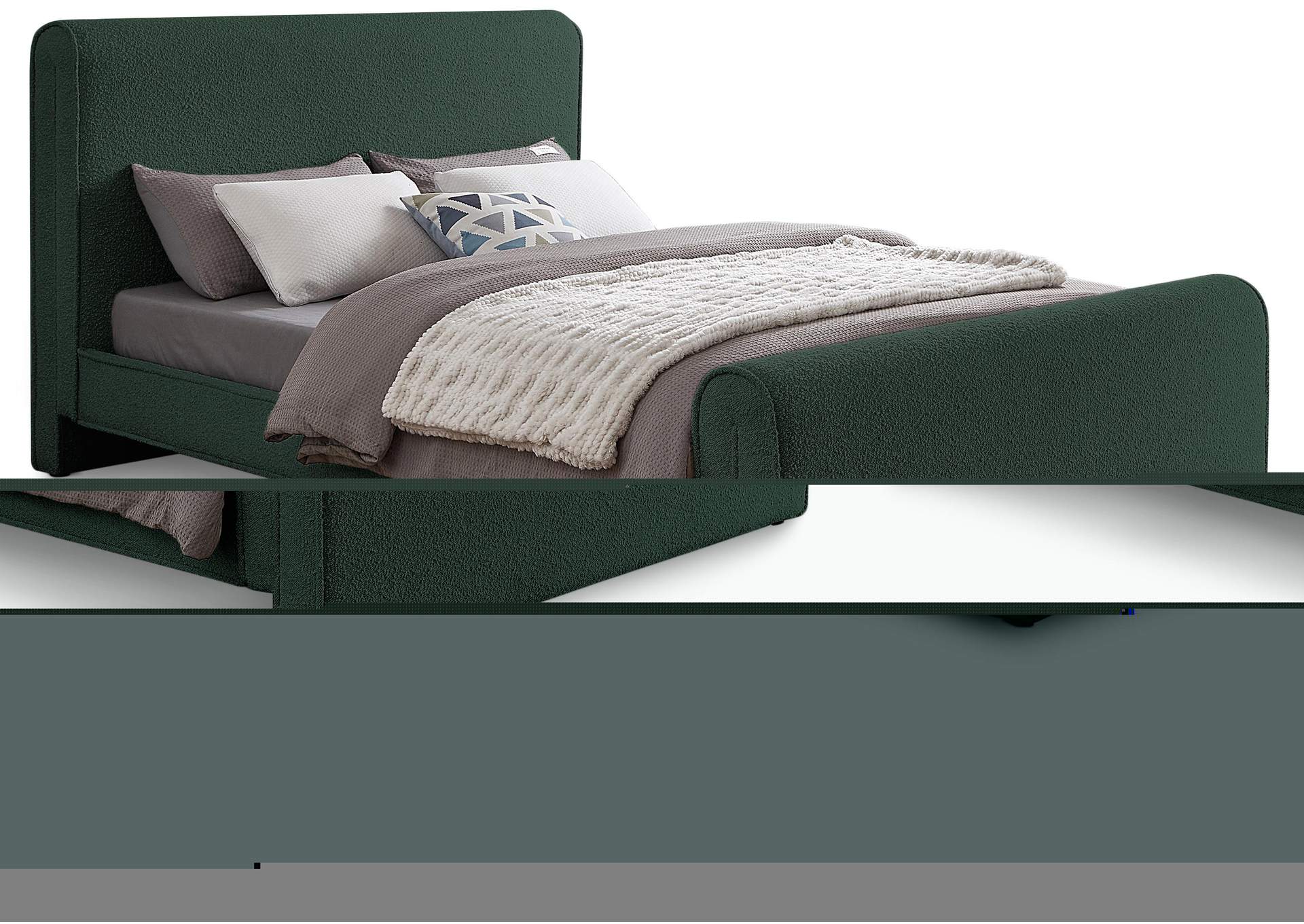 Stylus Green Boucle Fabric Full Bed (3 Boxes),Meridian Furniture