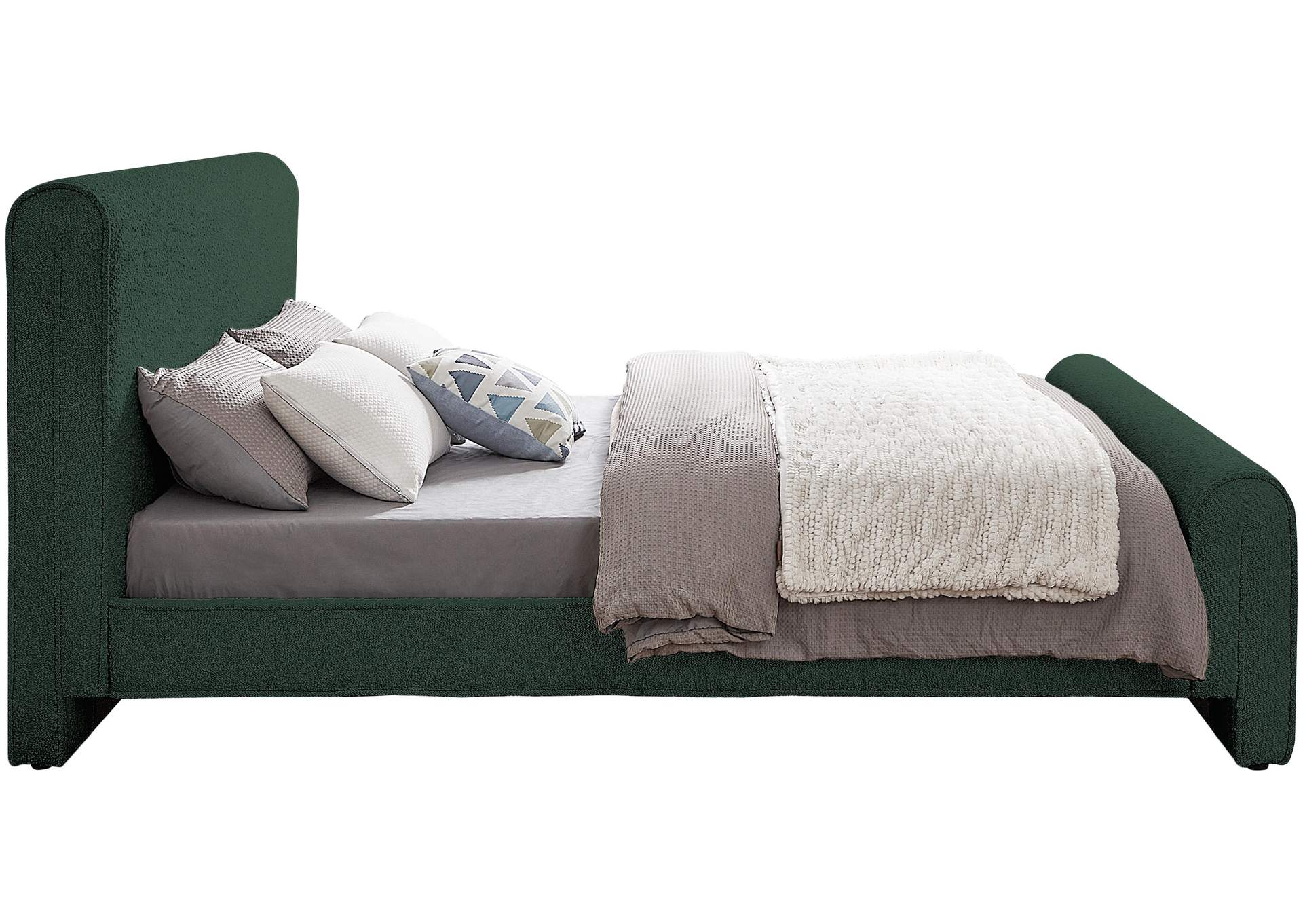 Stylus Green Boucle Fabric Full Bed (3 Boxes),Meridian Furniture