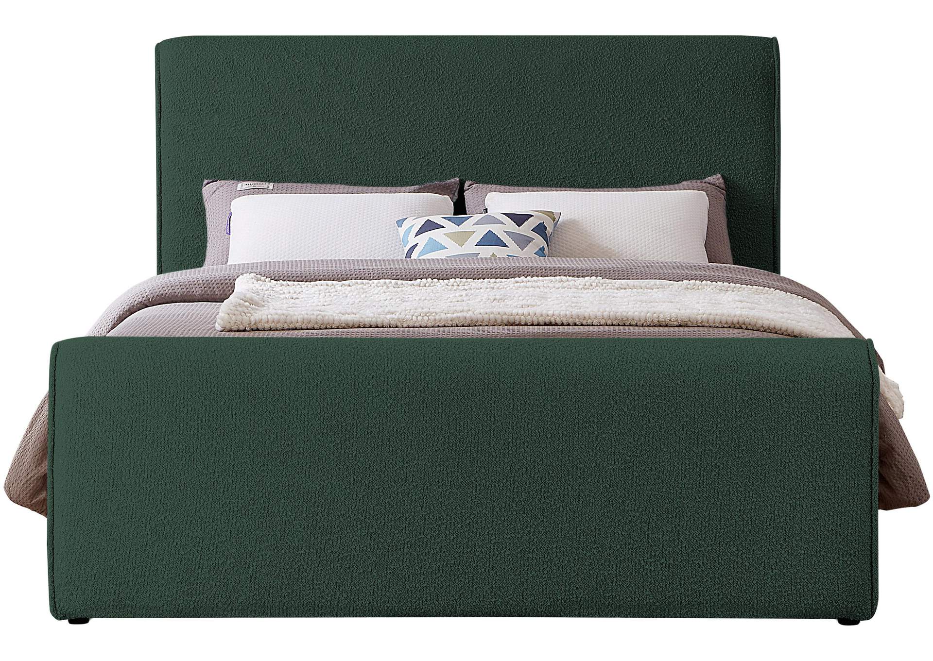 Stylus Green Boucle Fabric King Bed (3 Boxes),Meridian Furniture