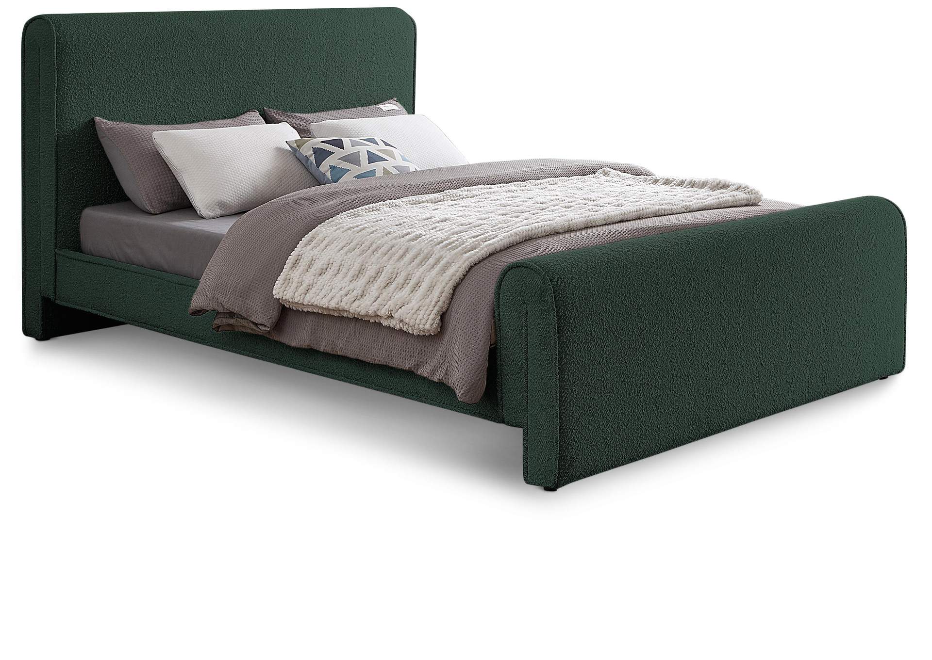 Stylus Green Boucle Fabric Queen Bed (3 Boxes),Meridian Furniture