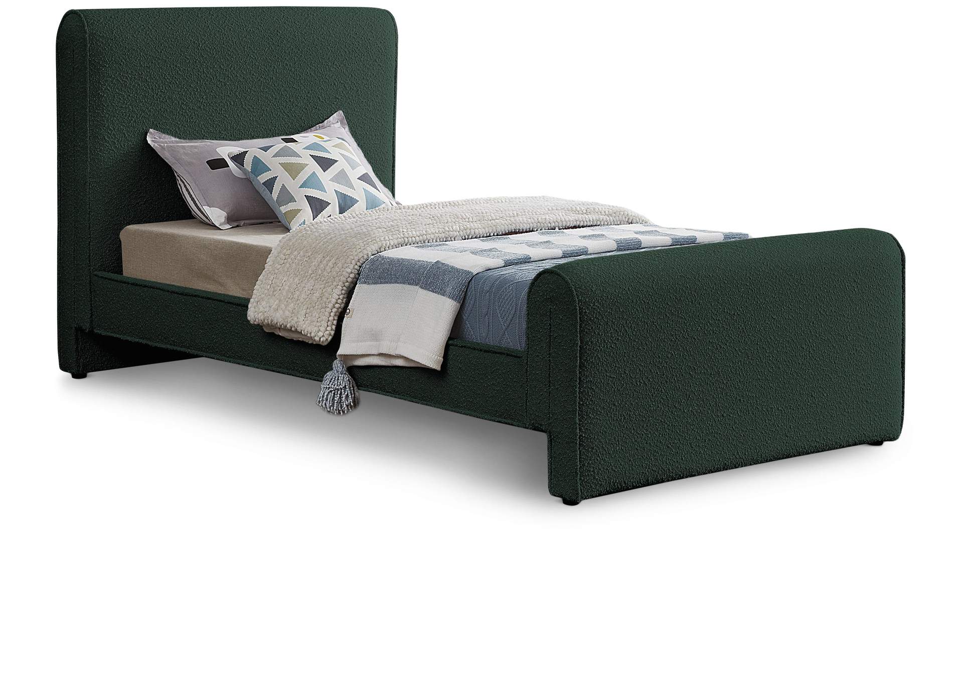 Stylus Green Boucle Fabric Twin Bed (3 Boxes),Meridian Furniture