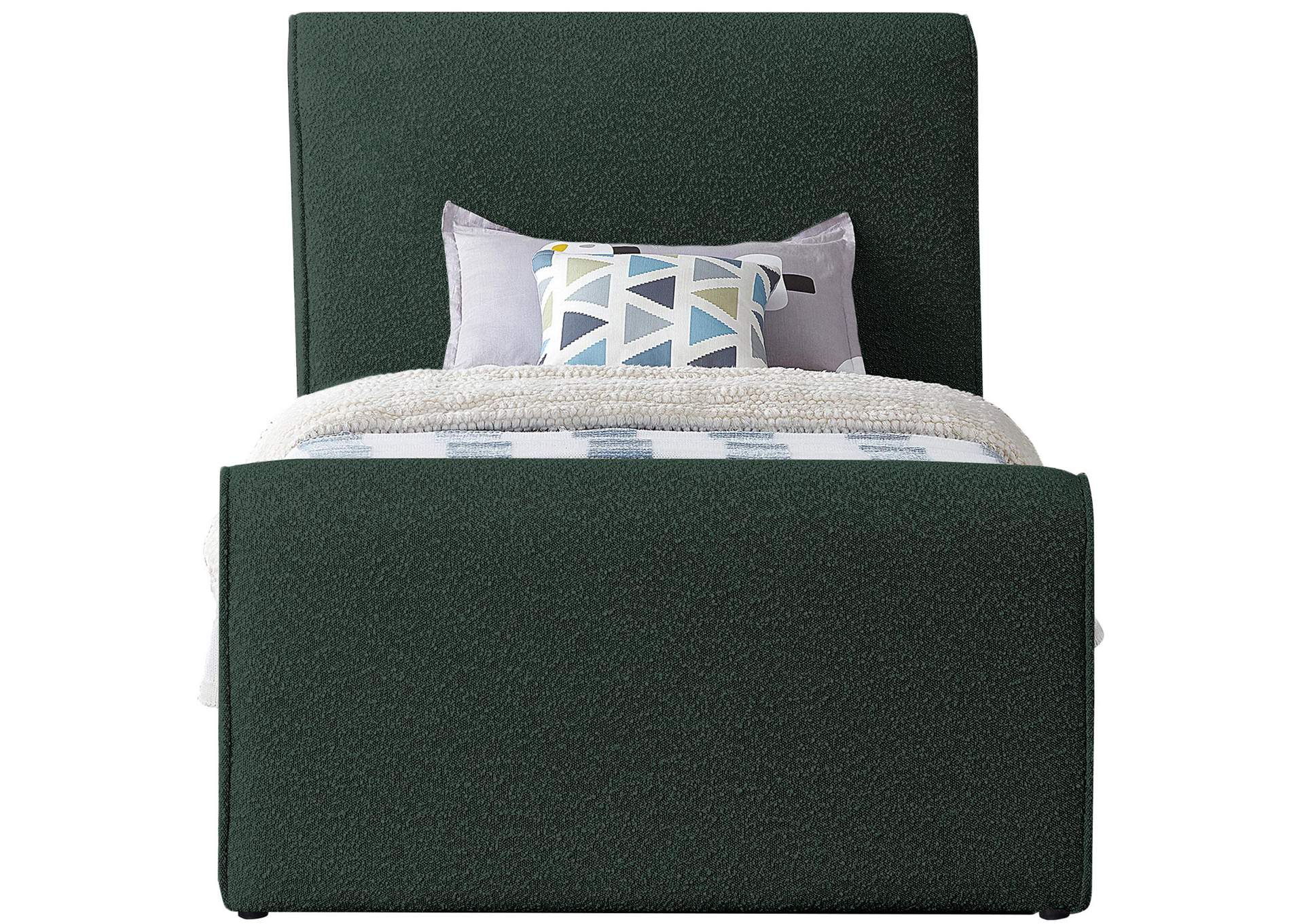 Stylus Green Boucle Fabric Twin Bed (3 Boxes),Meridian Furniture