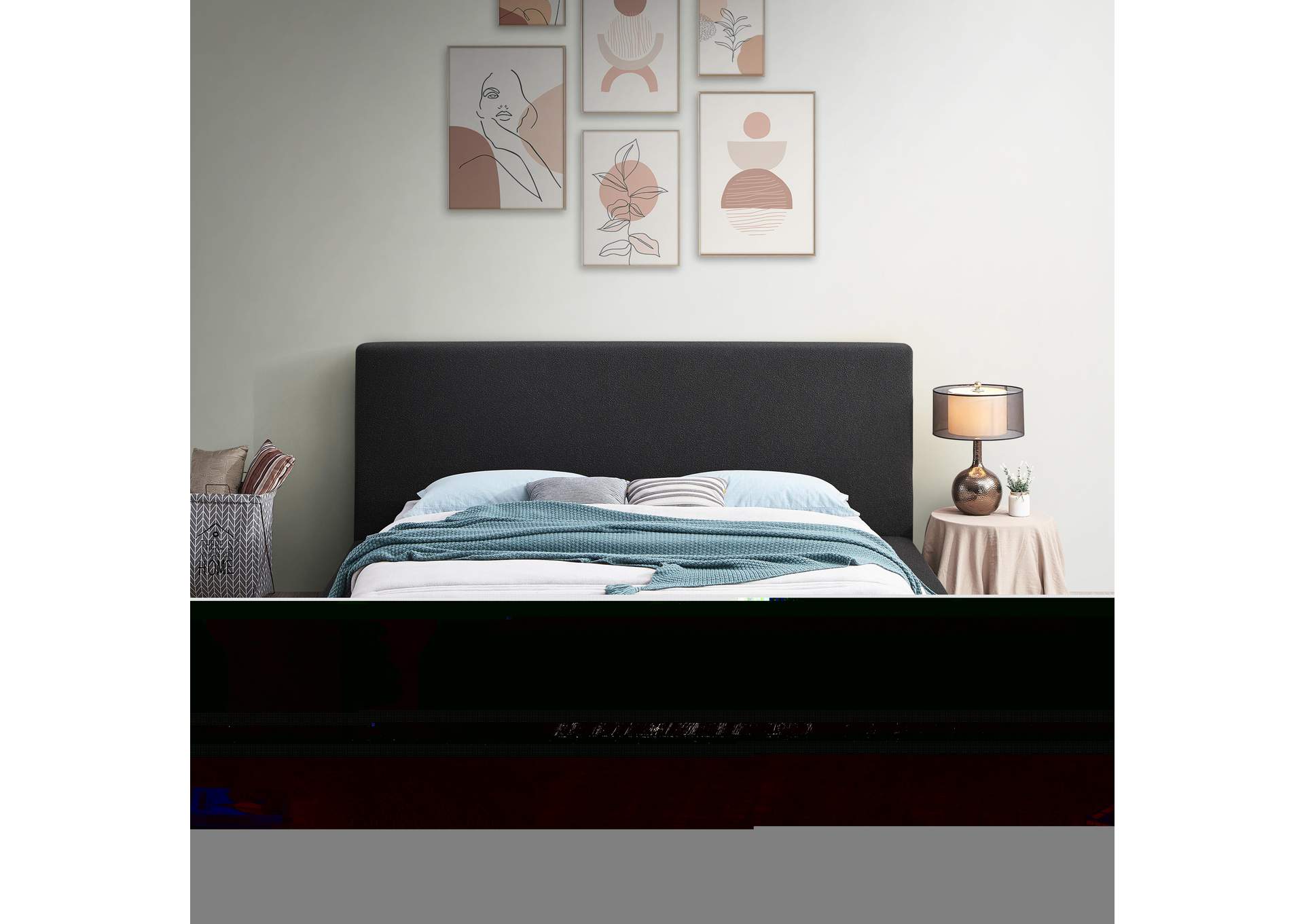 Terra Black Boucle Fabric Full Bed,Meridian Furniture