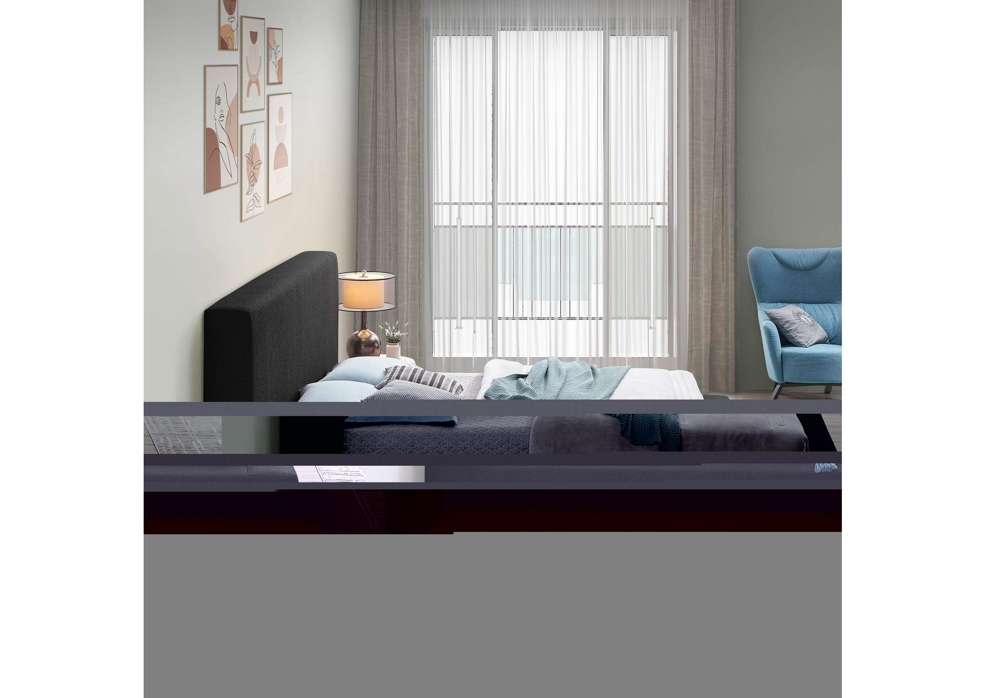Terra Black Boucle Fabric Full Bed,Meridian Furniture