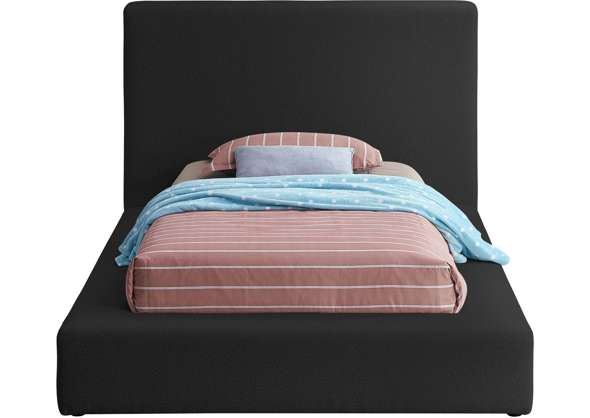 Terra Black Boucle Fabric Twin Bed,Meridian Furniture