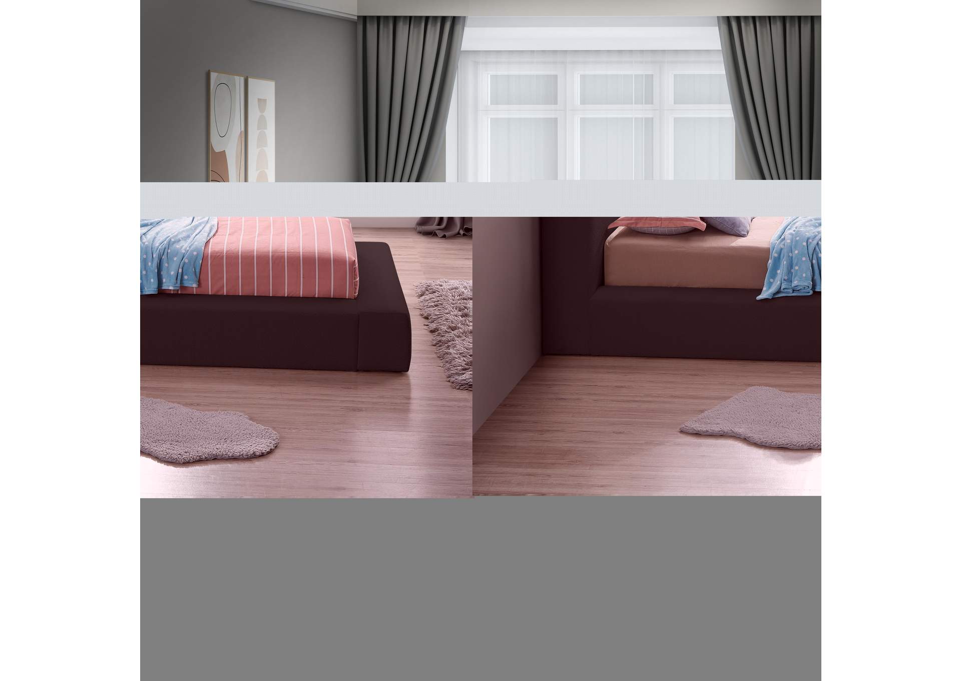 Terra Black Boucle Fabric Twin Bed,Meridian Furniture