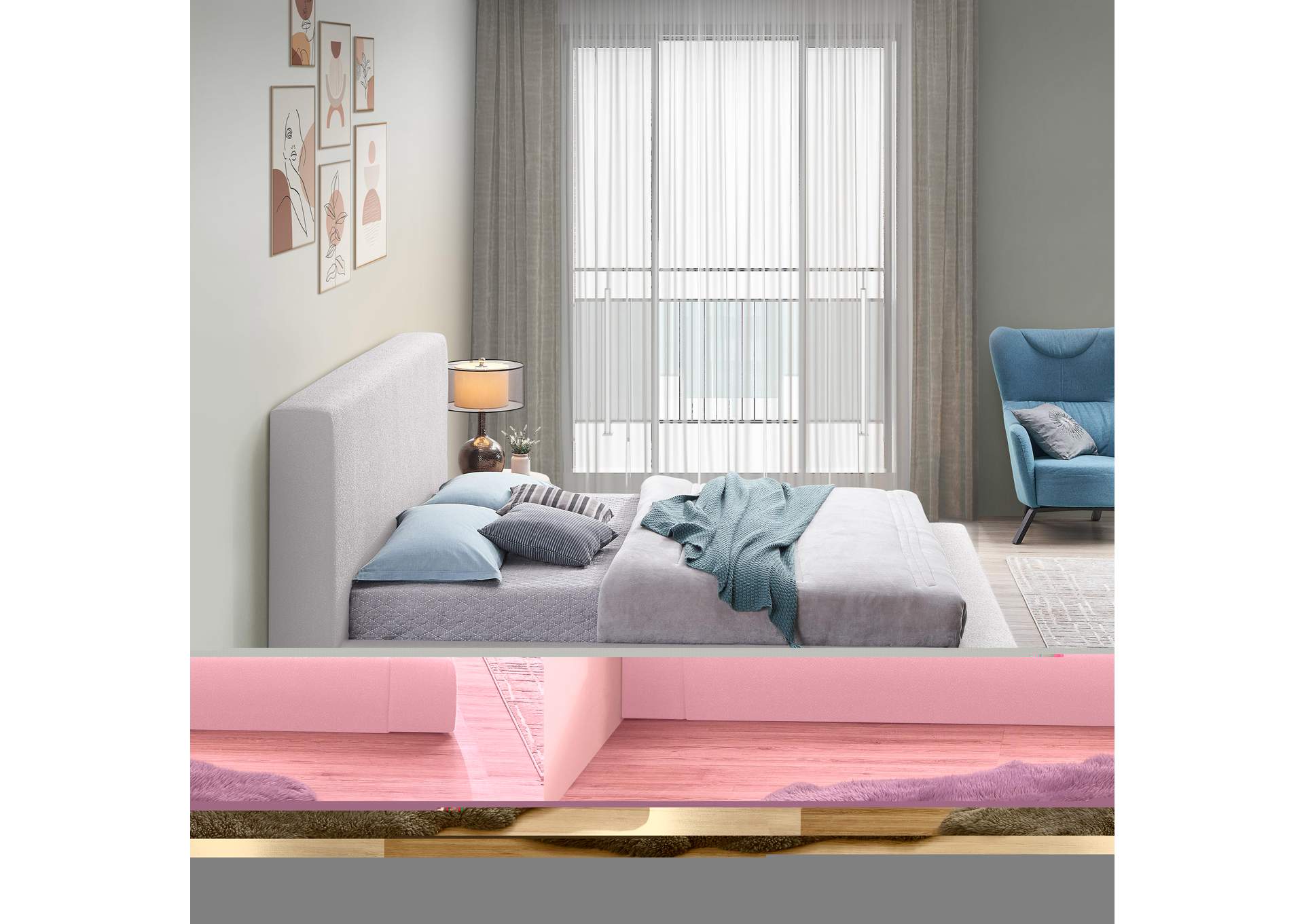 Terra Cream Boucle Fabric Full Bed,Meridian Furniture
