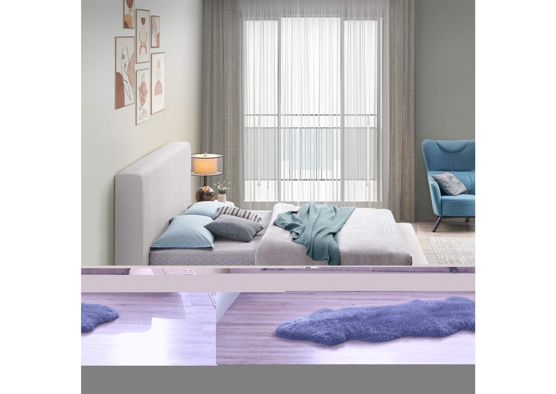 Terra Cream Boucle Fabric Queen Bed,Meridian Furniture