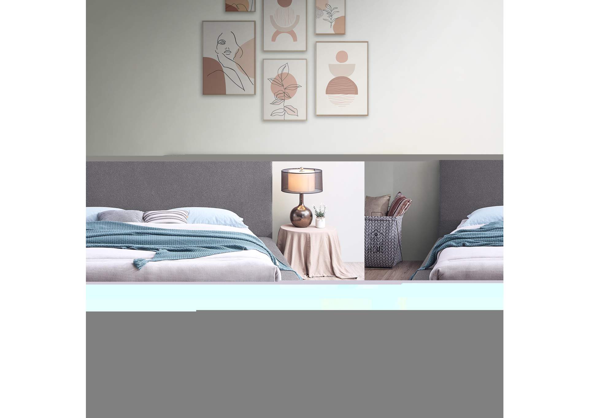 Terra Grey Boucle Fabric Full Bed,Meridian Furniture