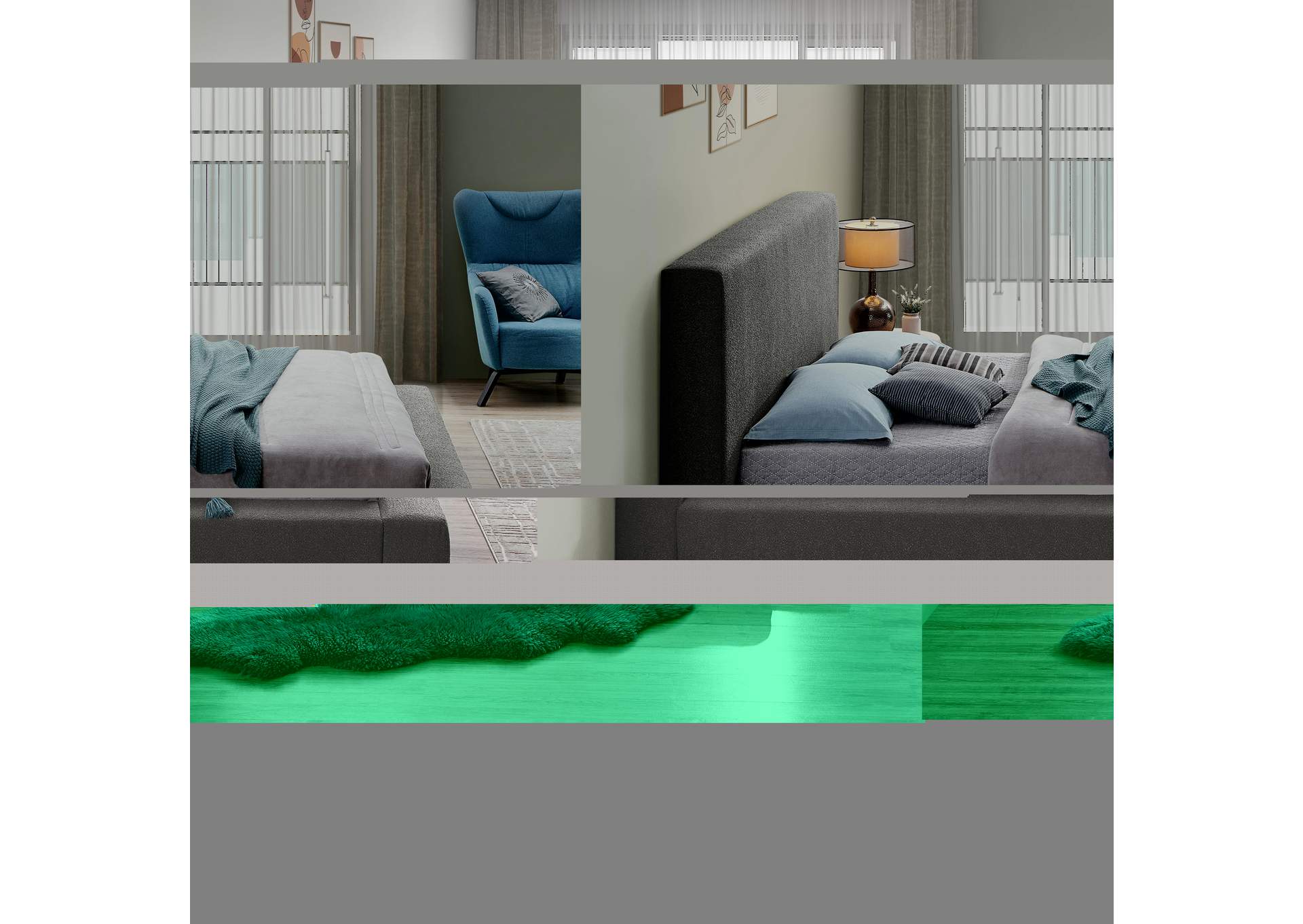 Terra Grey Boucle Fabric Full Bed,Meridian Furniture