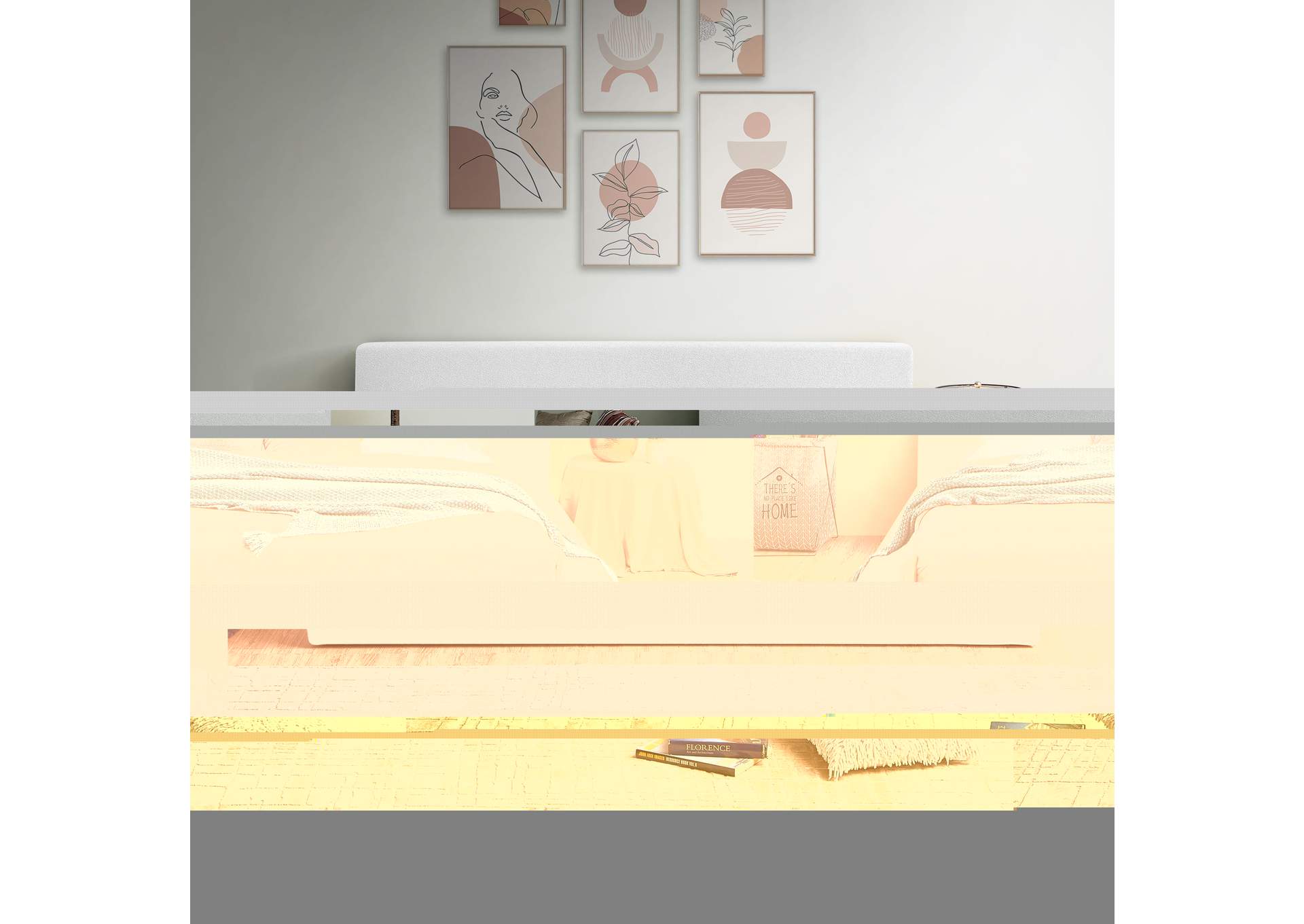 Terra White Boucle Fabric King Bed,Meridian Furniture