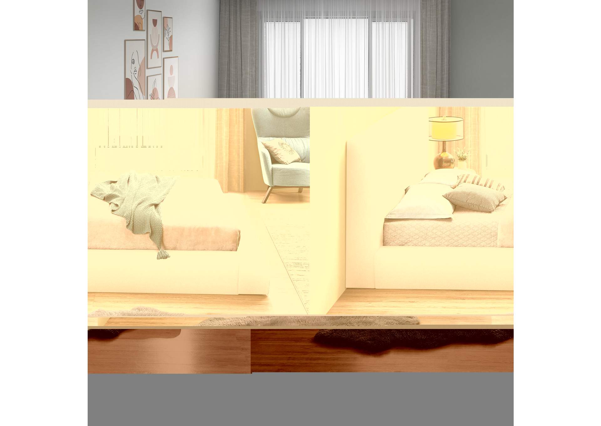 Terra White Boucle Fabric King Bed,Meridian Furniture