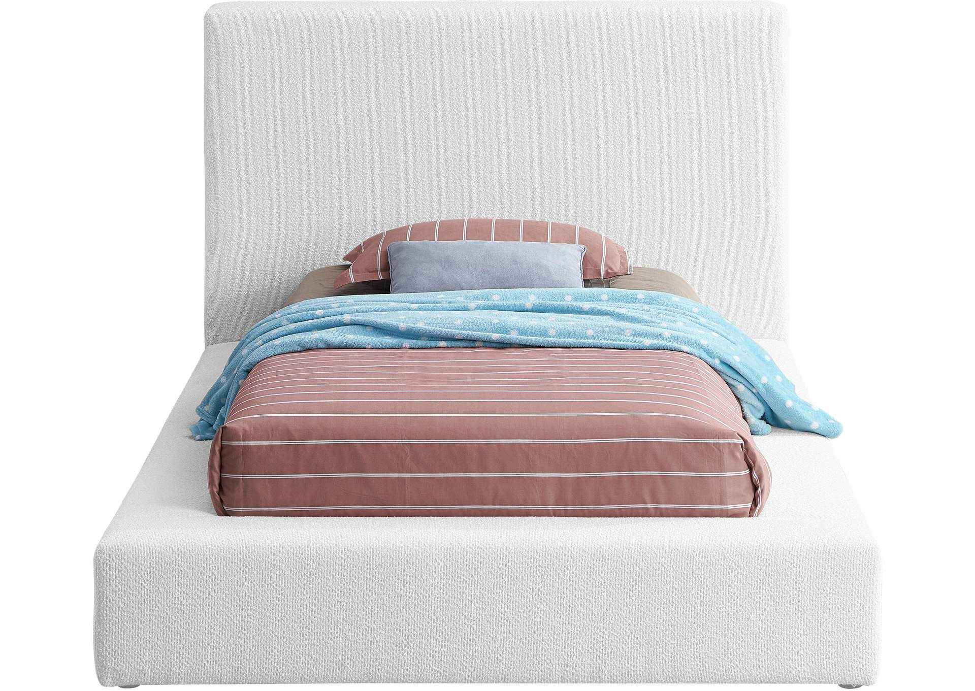 Terra White Boucle Fabric Twin Bed,Meridian Furniture