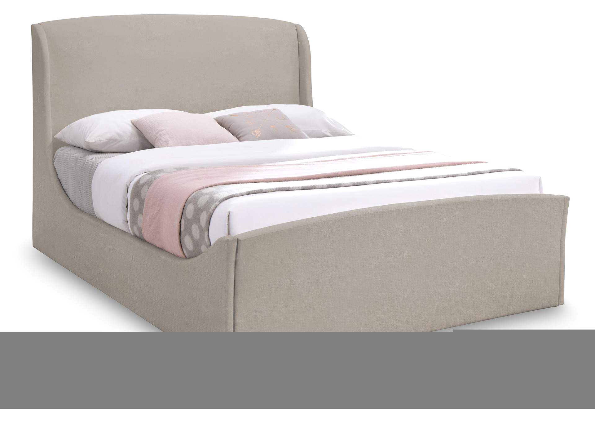 Twin Beige Velvet King Bed (3 Boxes),Meridian Furniture