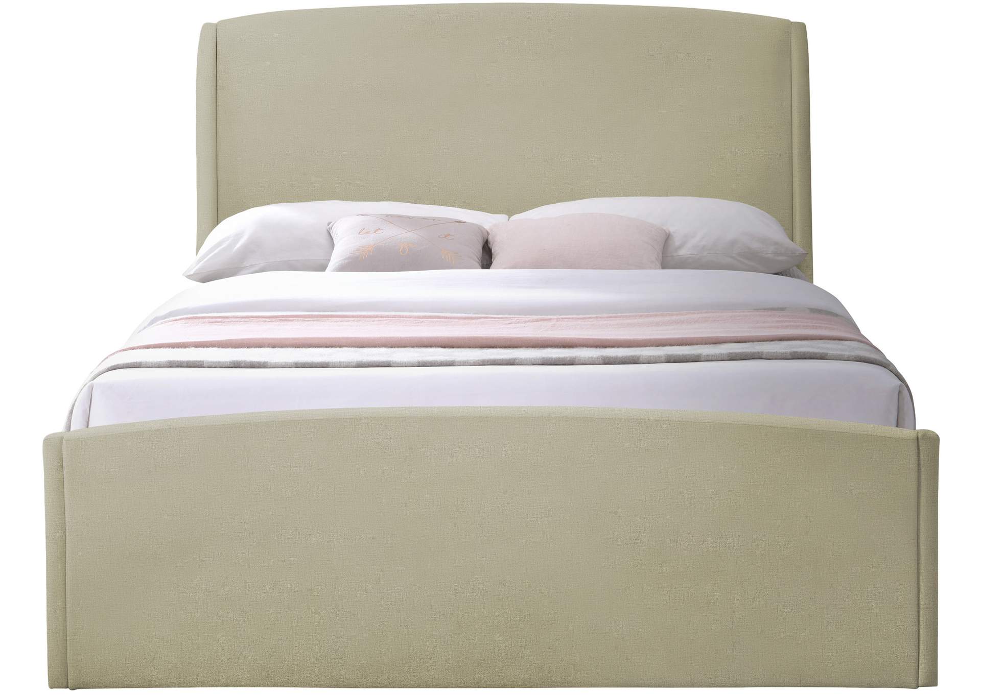 Twin Beige Velvet Queen Bed (3 Boxes),Meridian Furniture