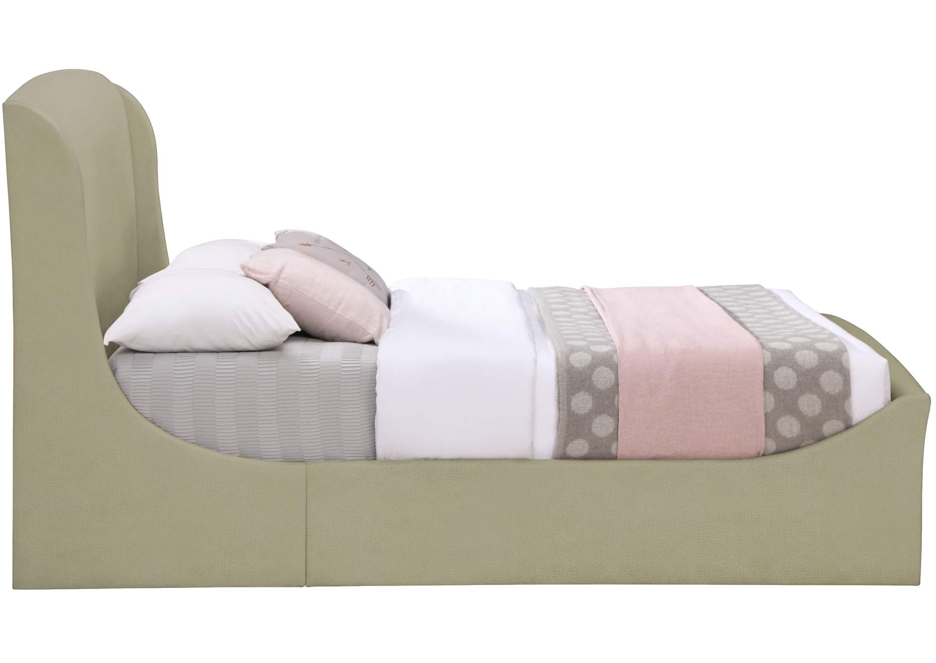 Twin Beige Velvet Queen Bed (3 Boxes),Meridian Furniture