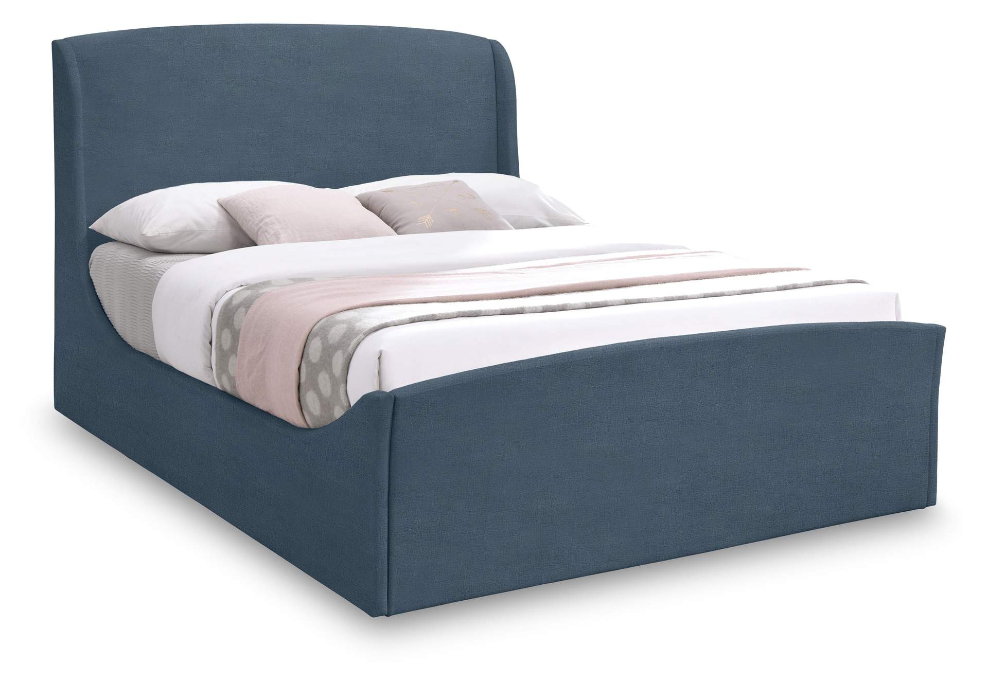 Twin Blue Velvet King Bed (3 Boxes),Meridian Furniture