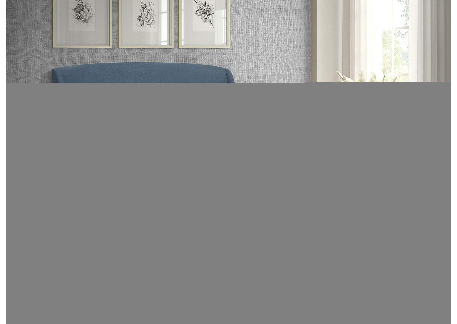 Twin Blue Velvet King Bed (3 Boxes),Meridian Furniture