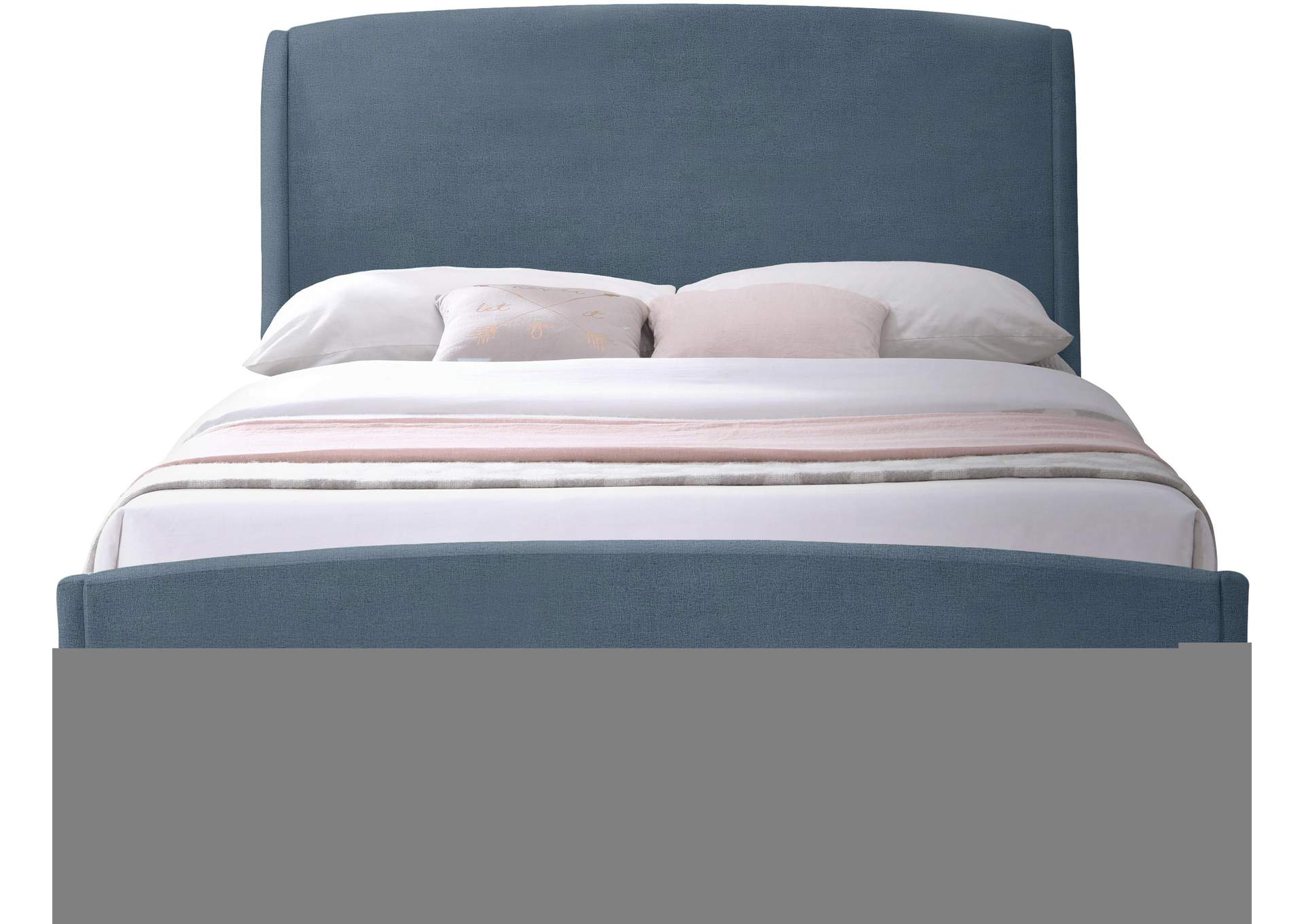 Twin Blue Velvet King Bed (3 Boxes),Meridian Furniture