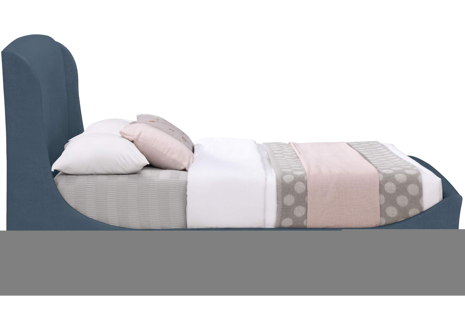Twin Blue Velvet King Bed (3 Boxes),Meridian Furniture