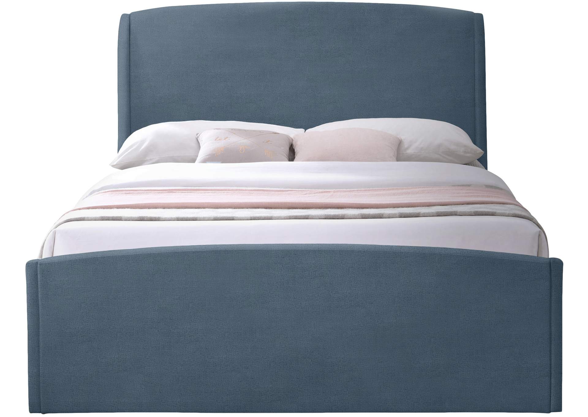 Twin Blue Velvet Queen Bed (3 Boxes),Meridian Furniture