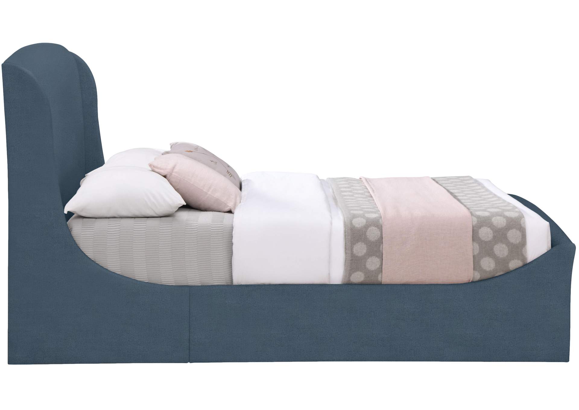 Twin Blue Velvet Queen Bed (3 Boxes),Meridian Furniture