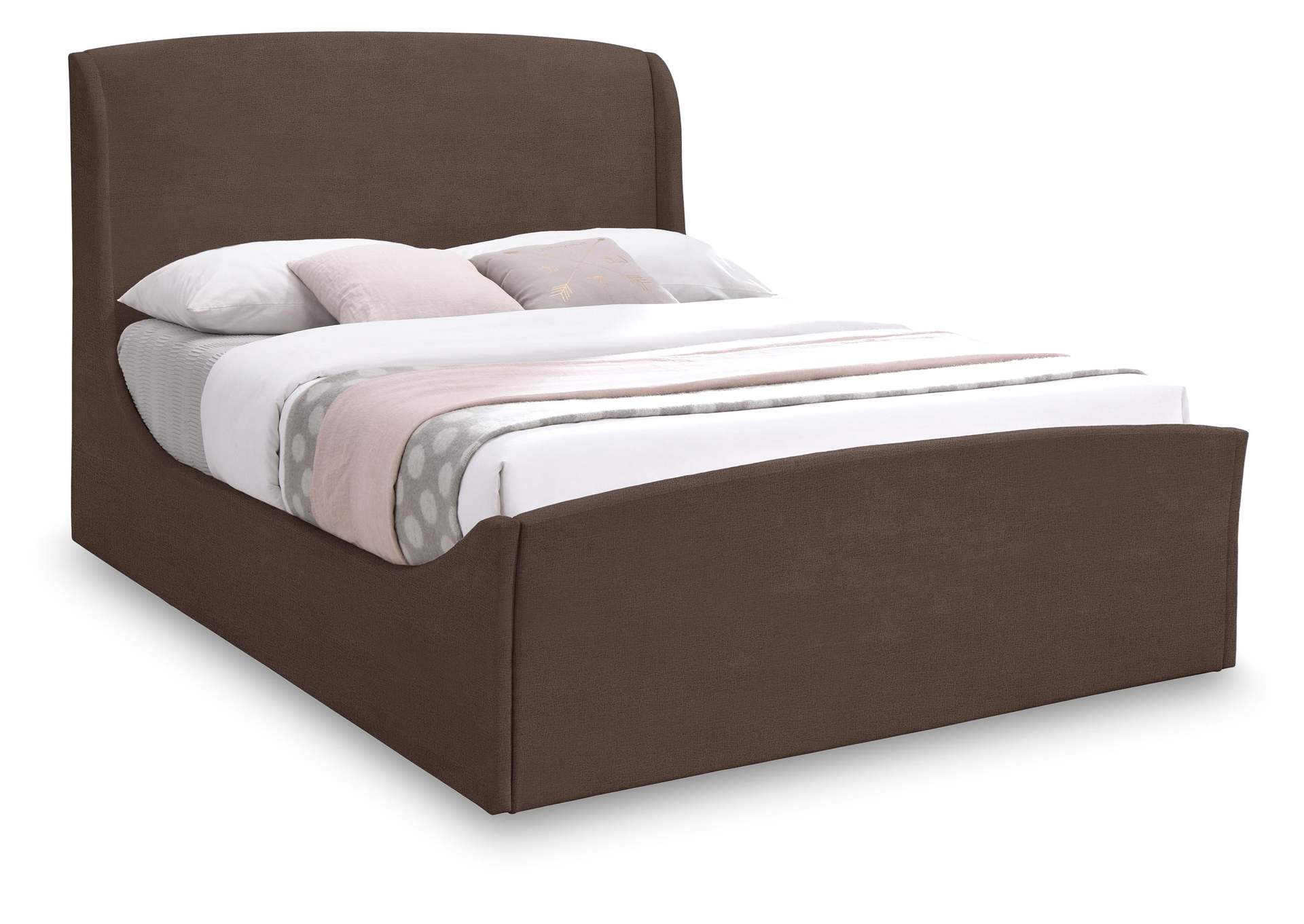Twin Brown Velvet King Bed (3 Boxes),Meridian Furniture
