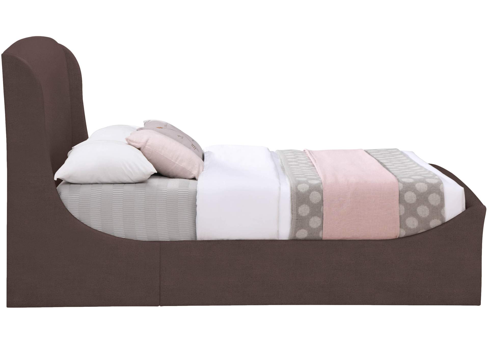 Twin Brown Velvet King Bed (3 Boxes),Meridian Furniture